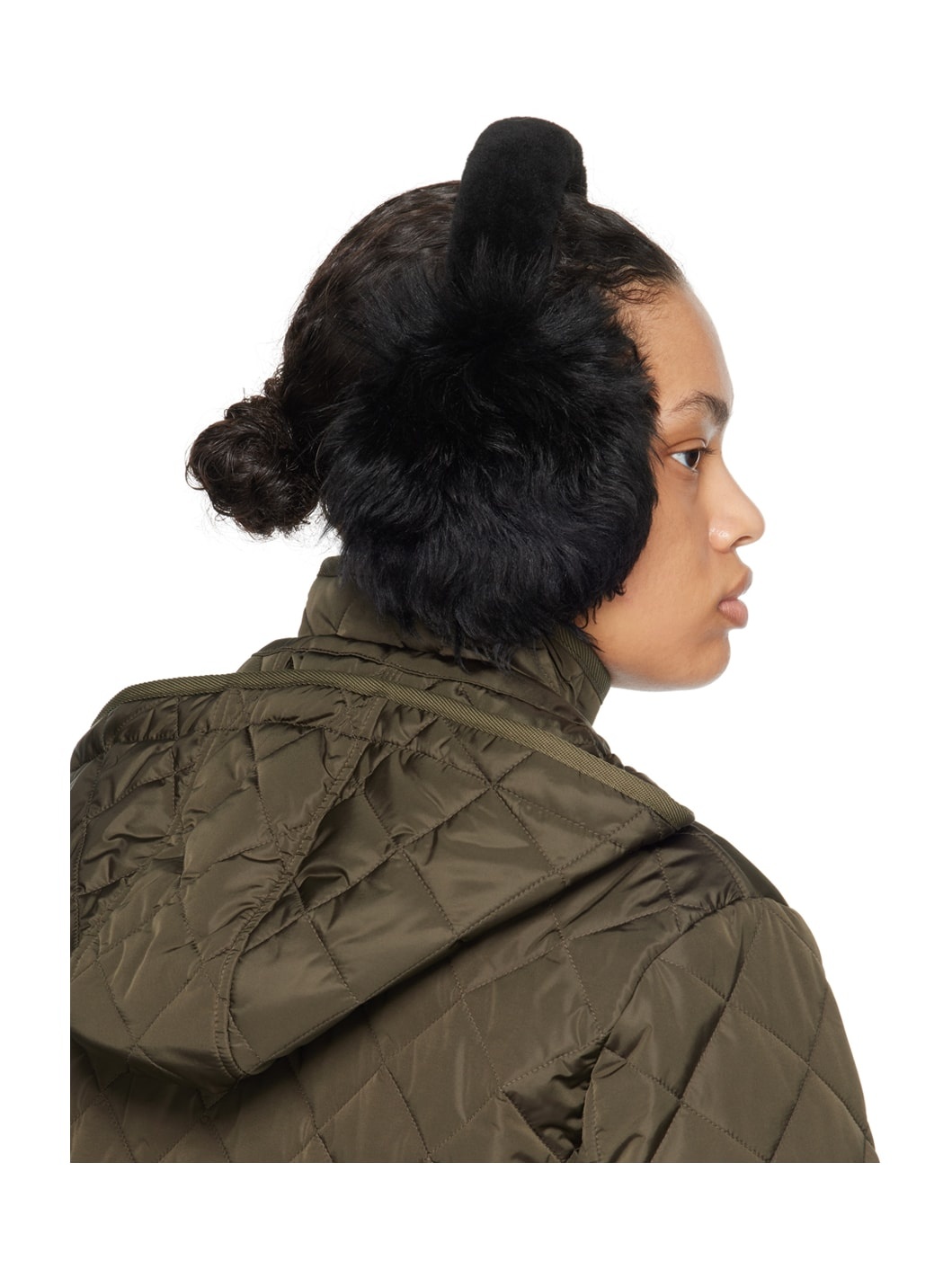 Black Lamb Leather Ear Warmers - 3