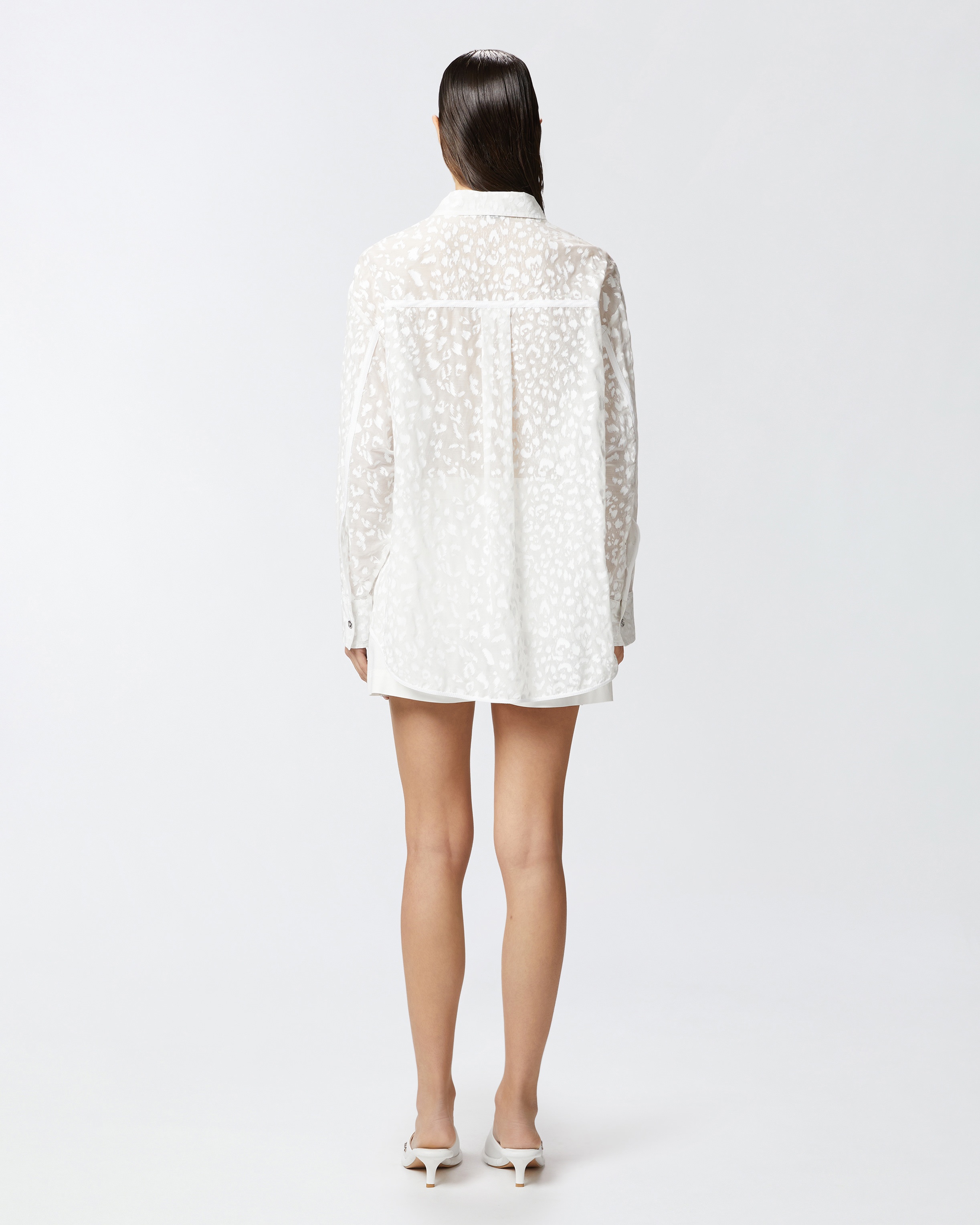 PRINTED TRANSPARENT SILK-BLEND VOILE SHIRT - 4
