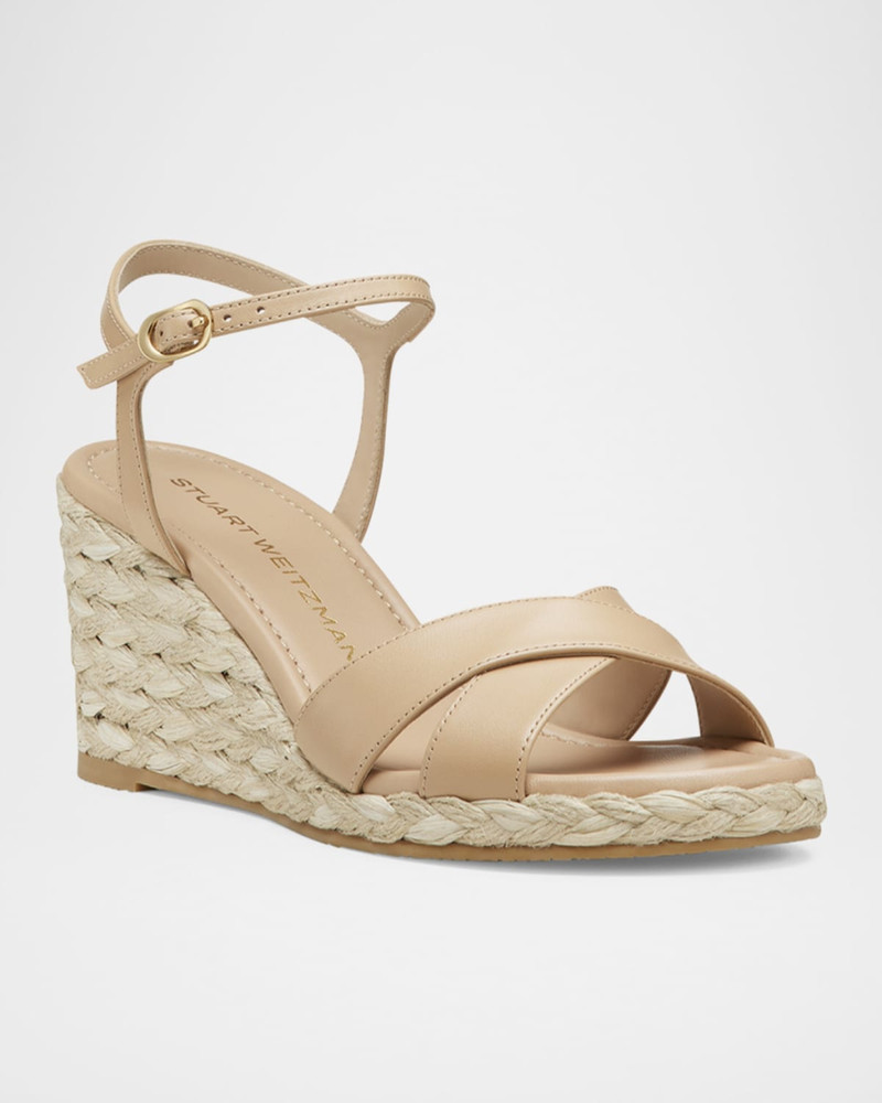Stuart Weitzman Dayna Leather Crisscross Espadrille Sandals outlook