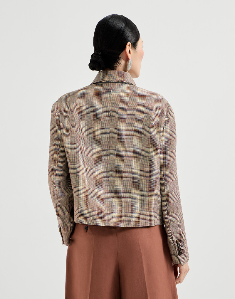 Brunello Cucinelli Linen Prince of Wales jacket with monili outlook