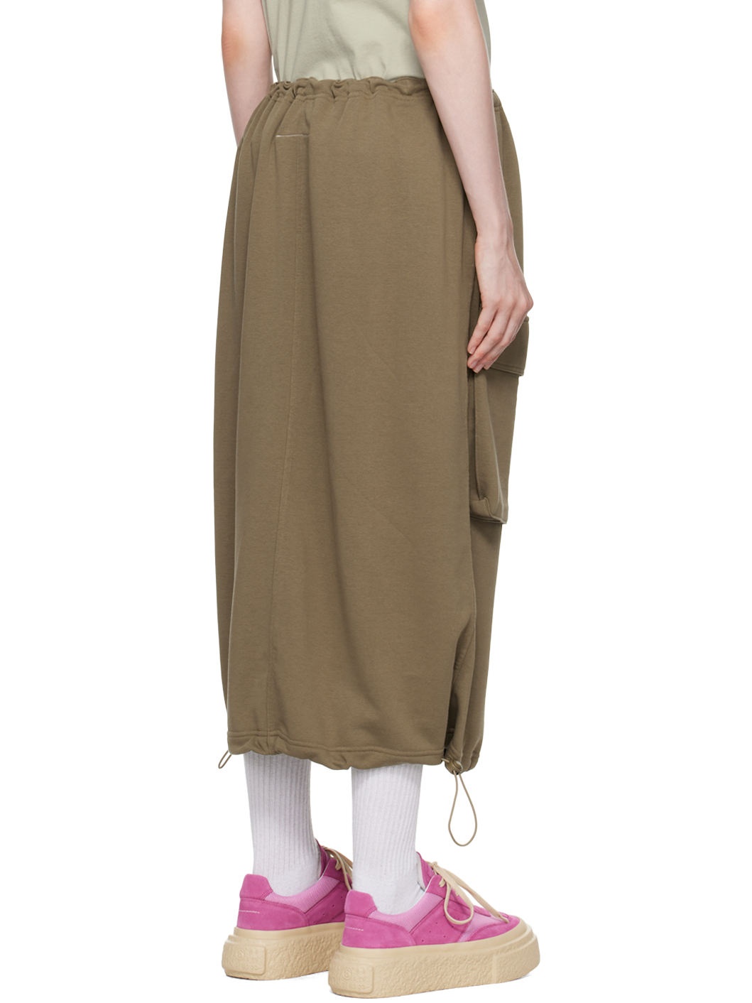 Khaki Flap Pocket Midi Skirt - 3