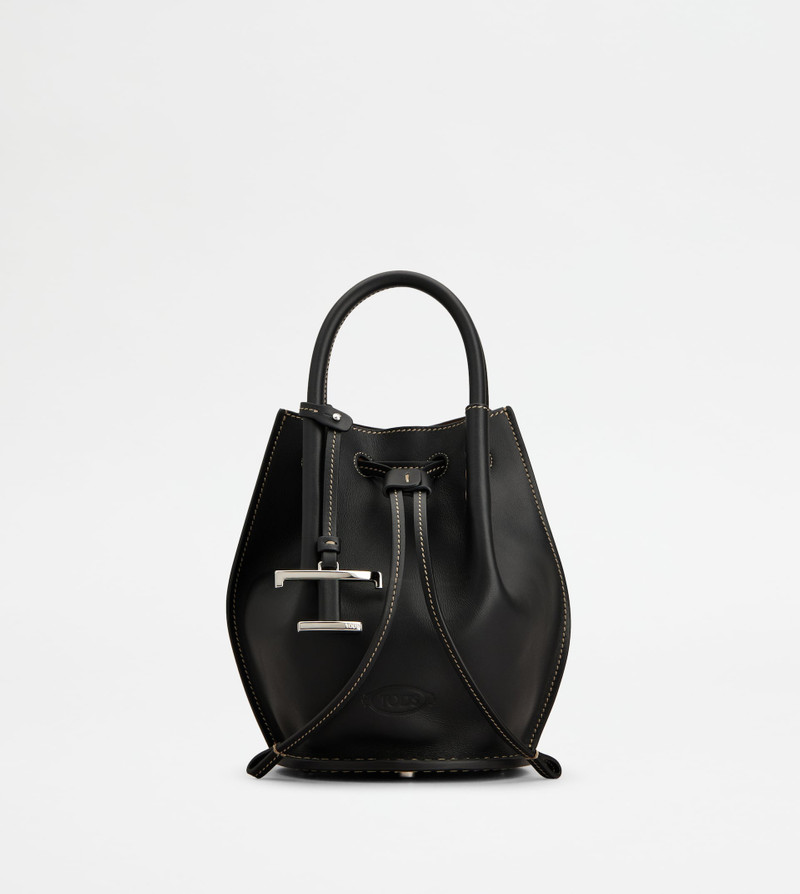 BUCKET BAG IN LEATHER MINI - BLACK - 1