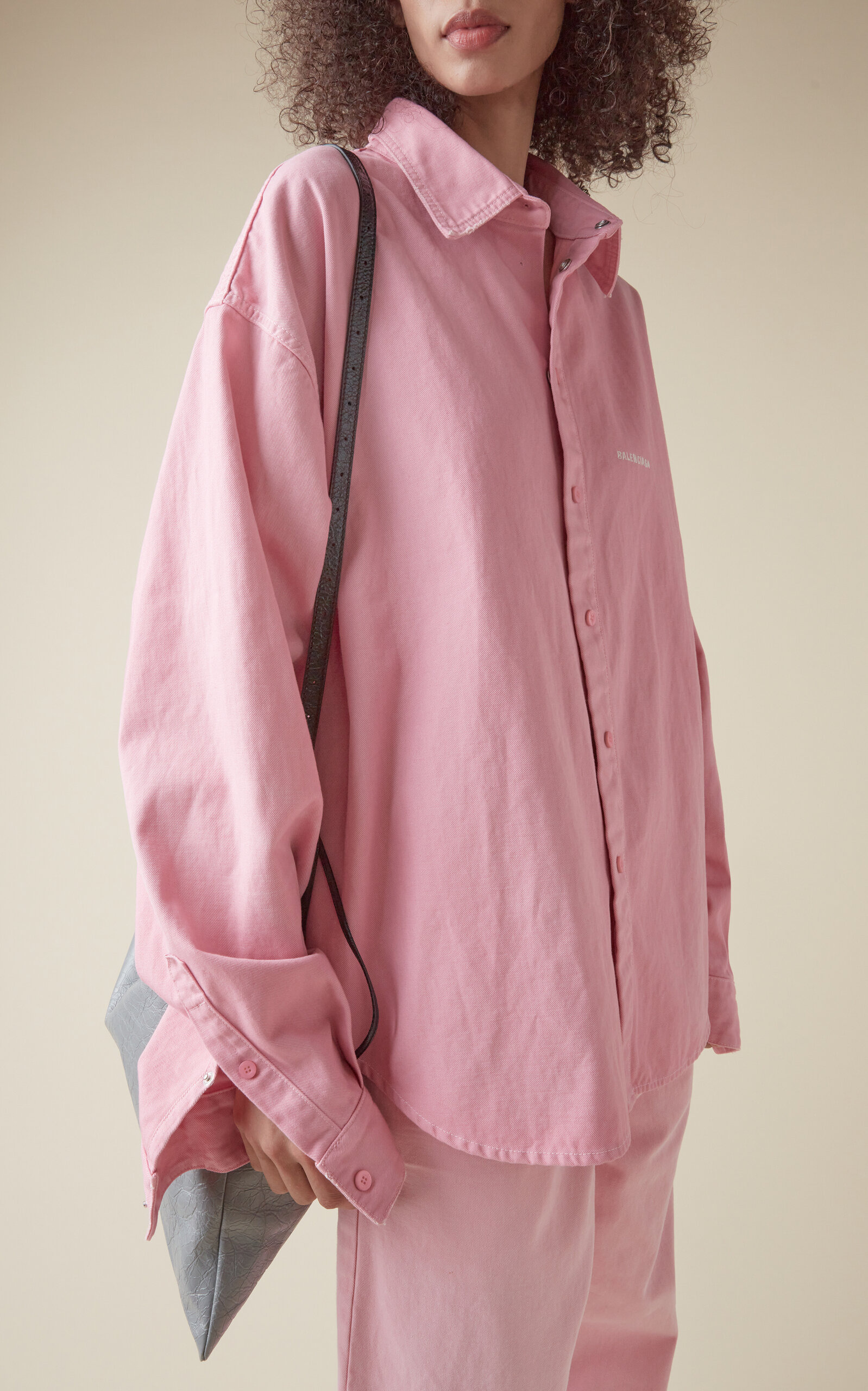 Oversized Lightweight Denim Shirt pink - 2