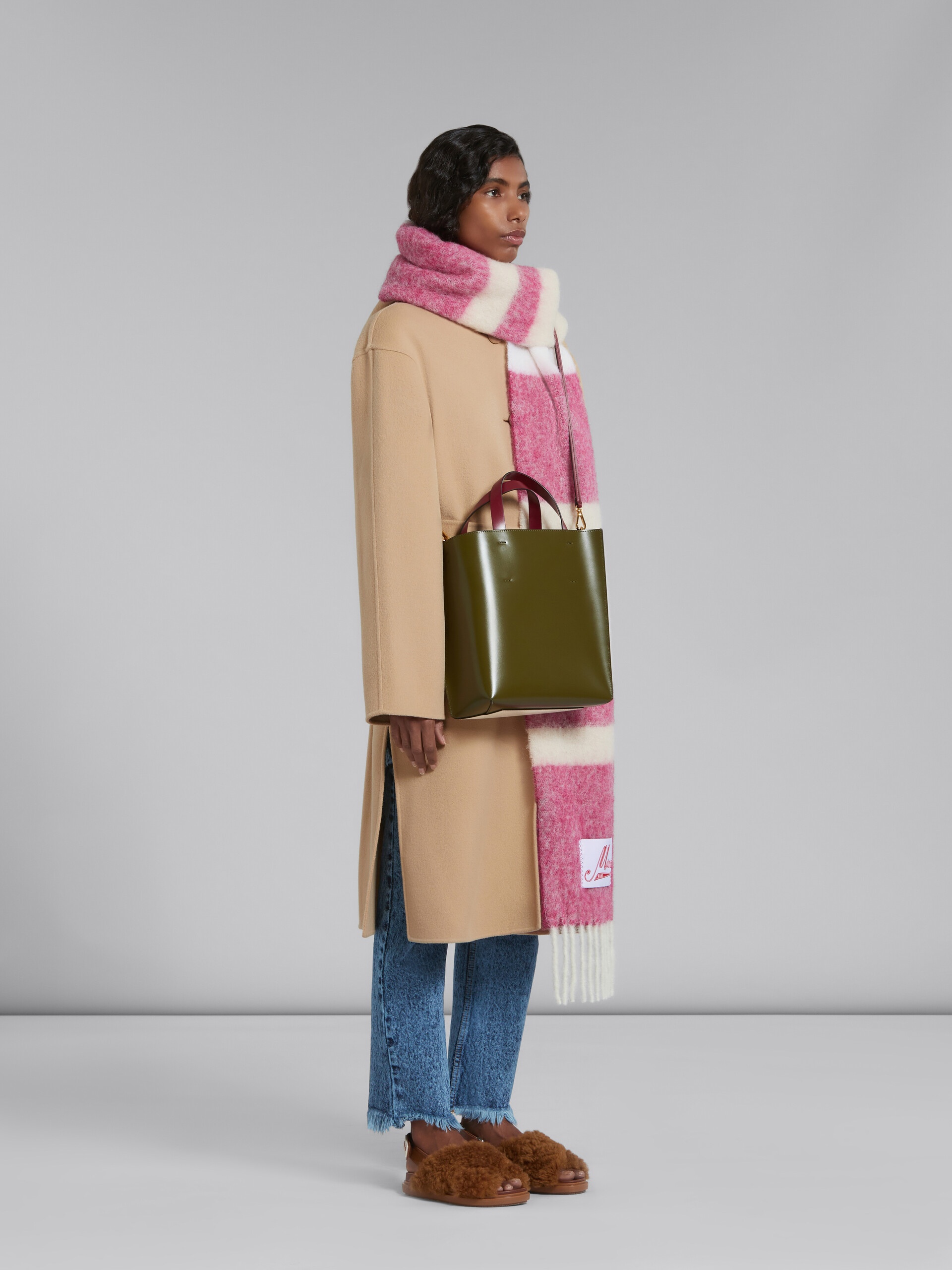 BEIGE WOOL COAT WITH WAIST BELT - 6