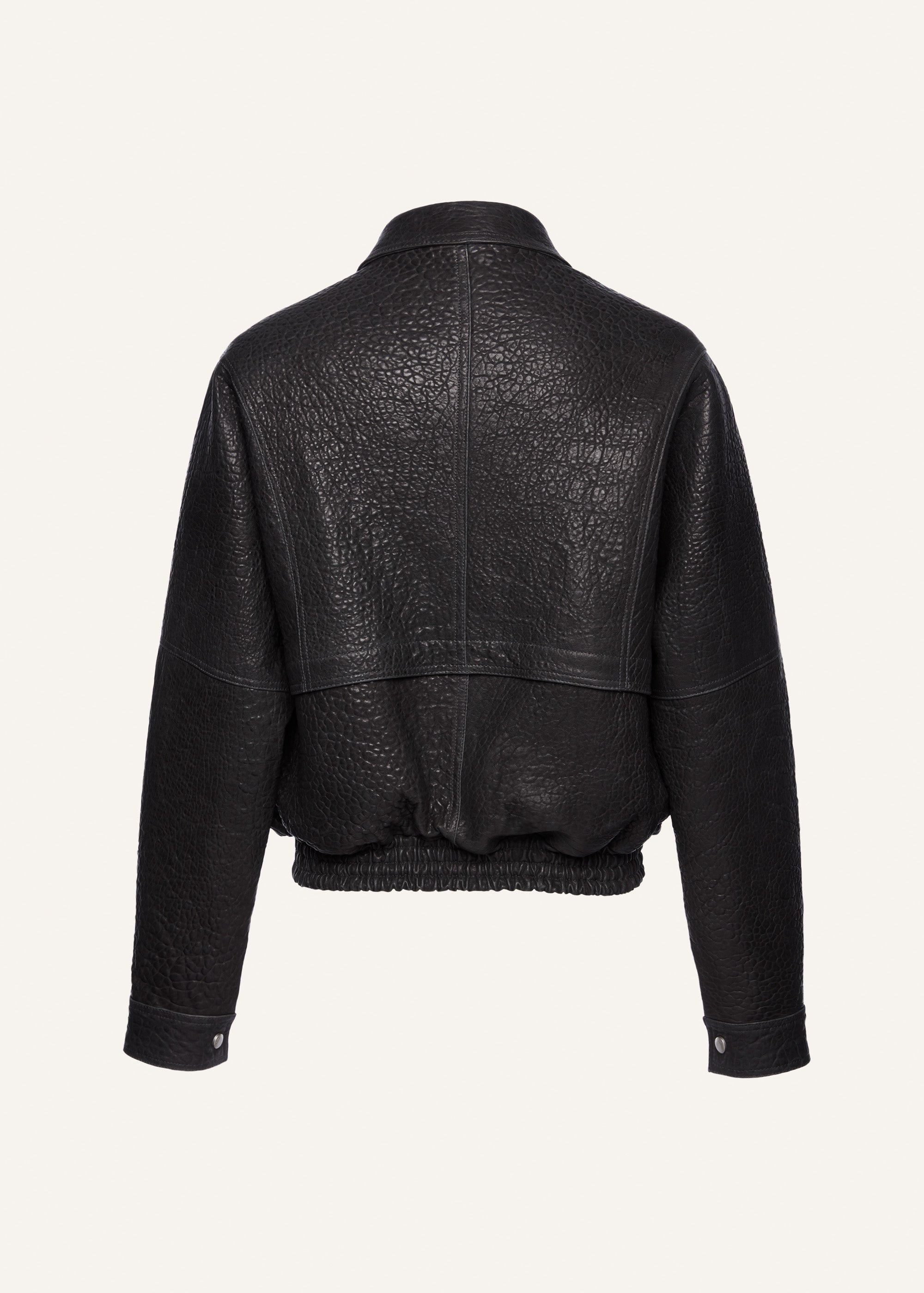 Vintage leather bomber jacket in embossed grey - 2