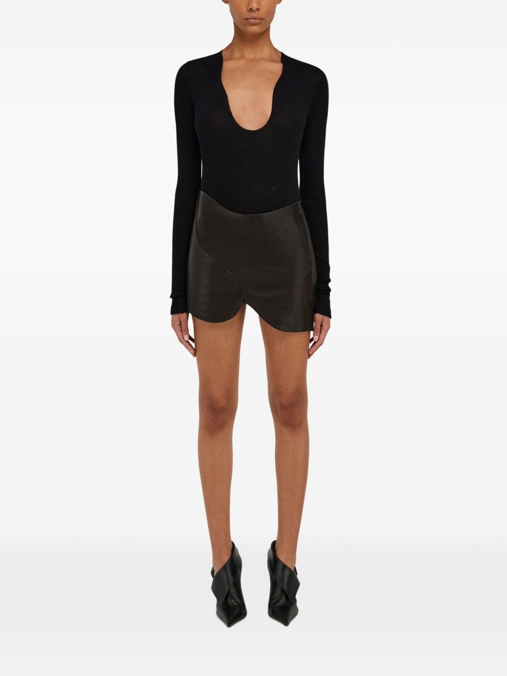 leather mini skirt - 2