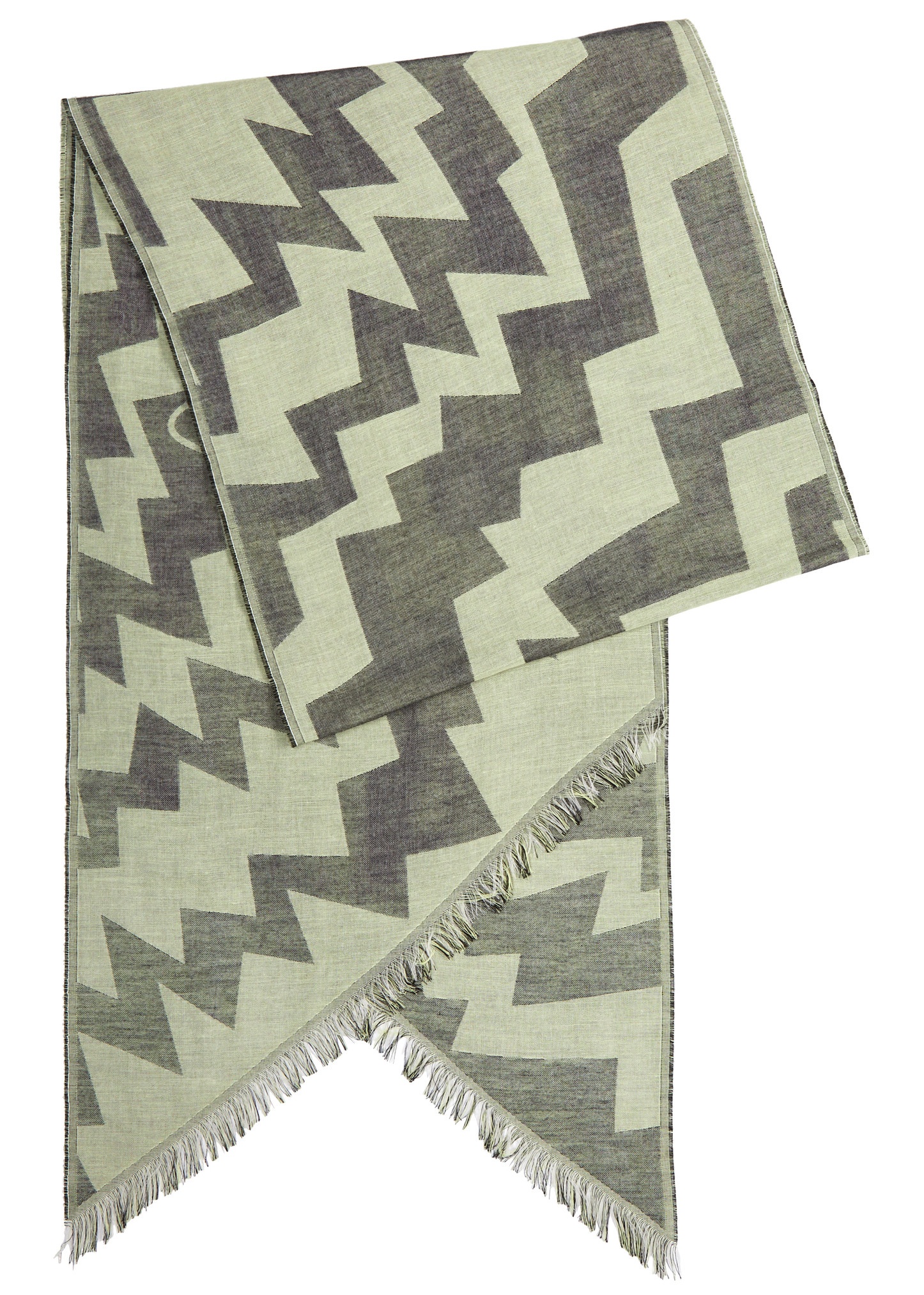 Zigzag logo-jacquard cotton scarf - 1