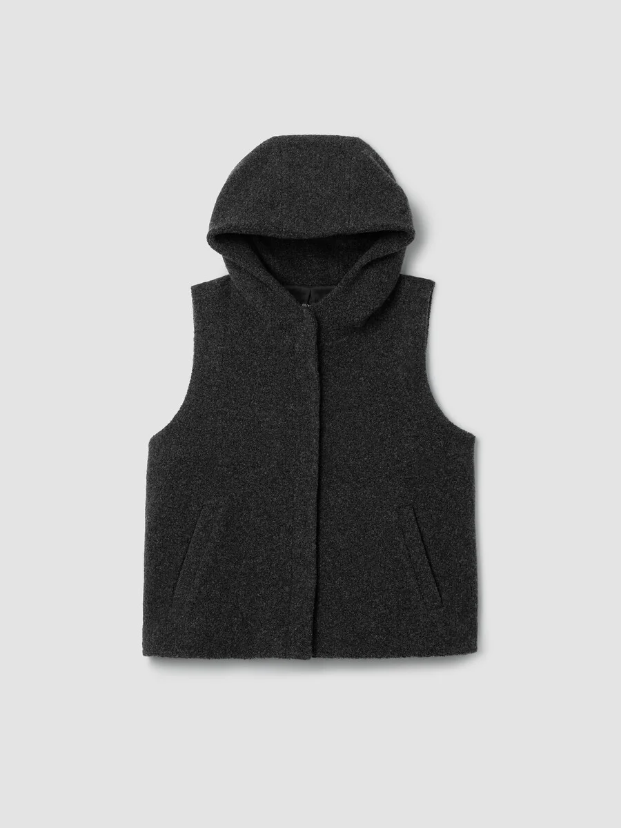 Cozy Recycled Wool Boucle Hooded Vest - 1