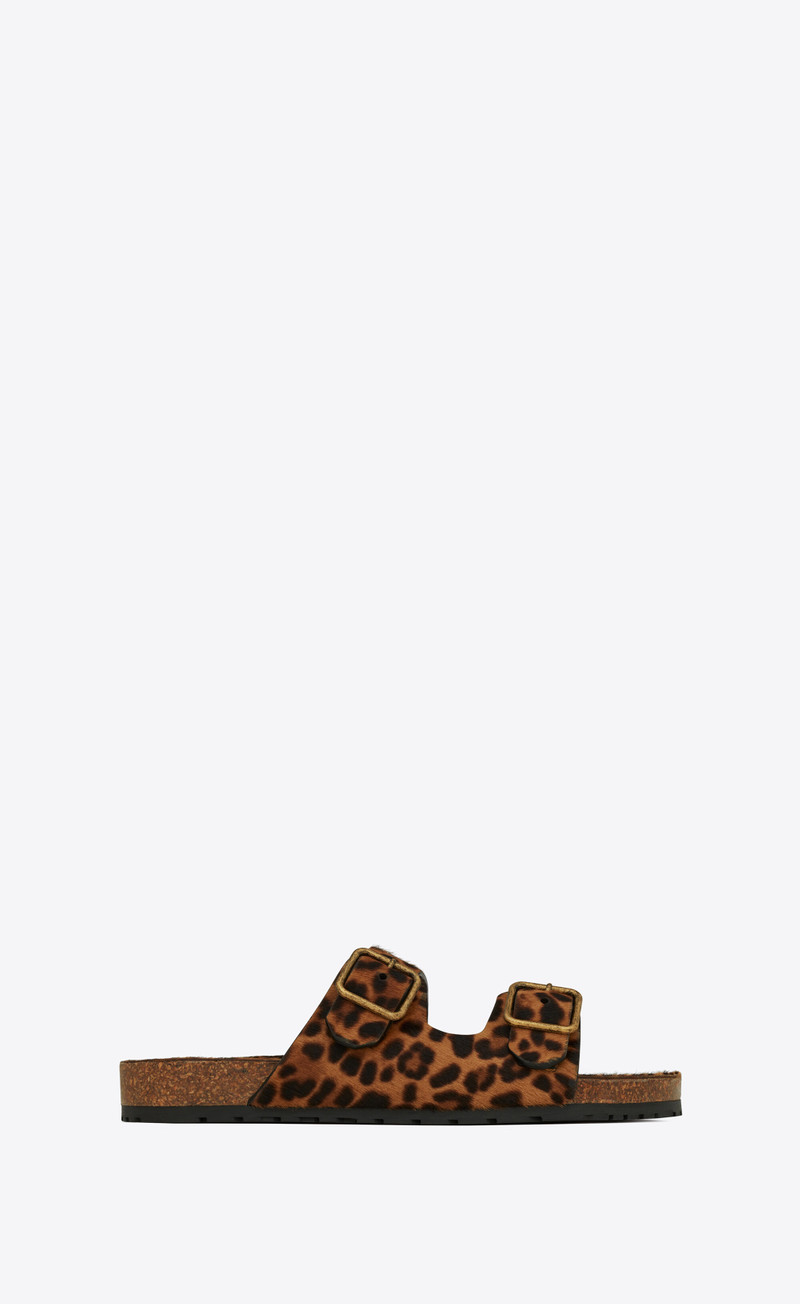 jimmy flat sandals in leopard-print pony-effect leather 1