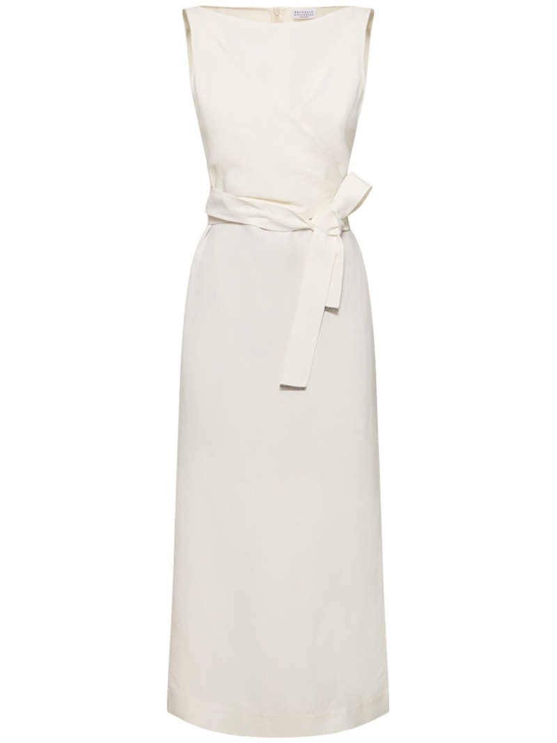 ワンピース BRUNELLO CUCINELLI FLUID TWILL SLEEVELESS DRESS Fluid dress for Woman in Cocoa | Brunello Cucinelli