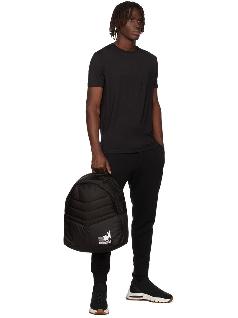 Black Padded Nylon Backpack 6