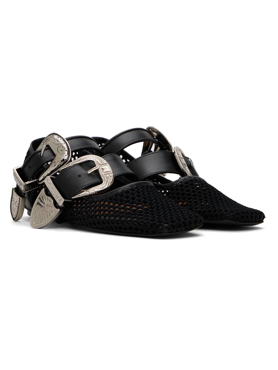 SSENSE Exclusive Black Crochet Net Jet Ballerina Flats - 4
