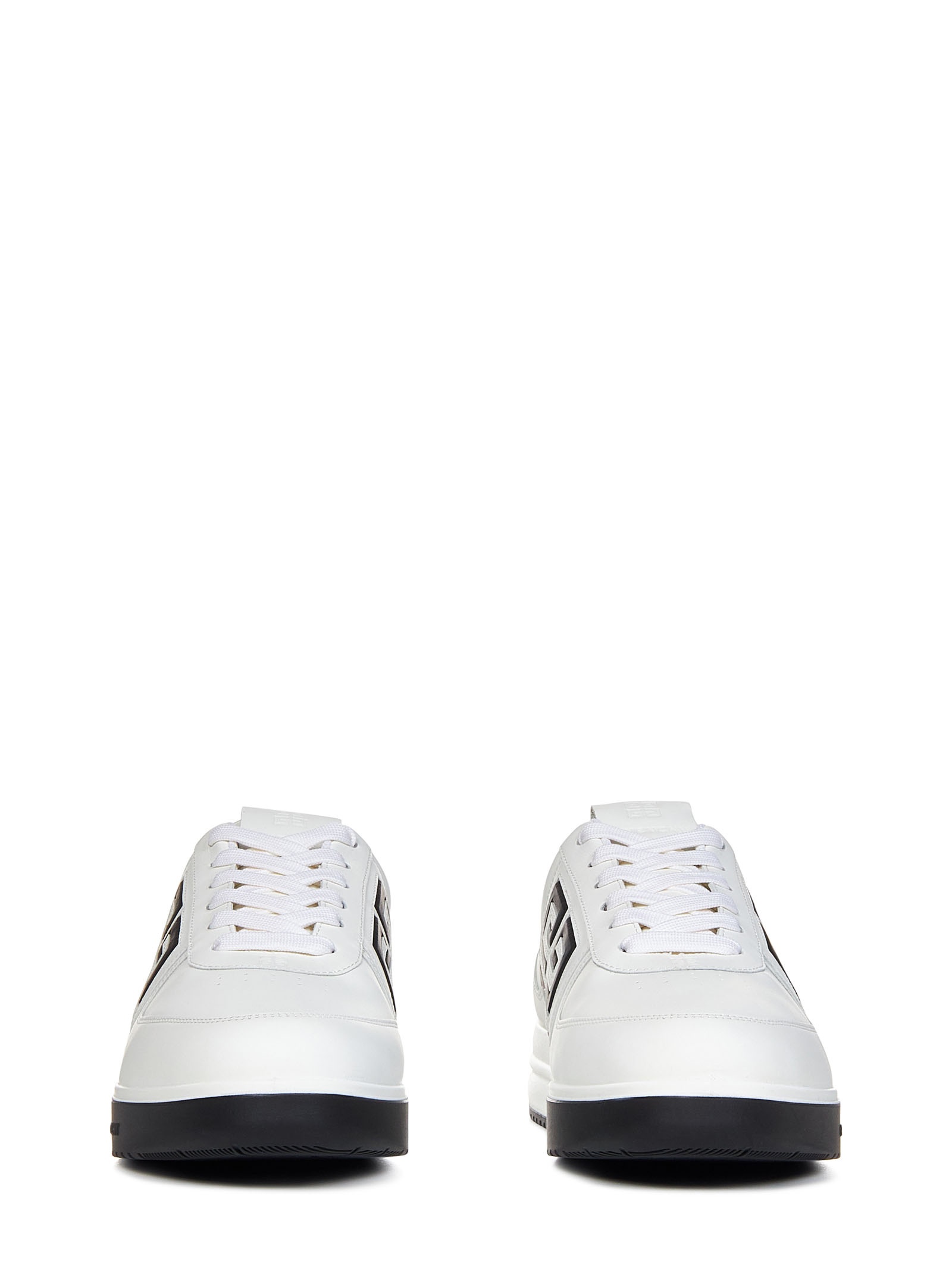 White calf leather low-top sneakers with embossed black 4G logo at side. - 2
