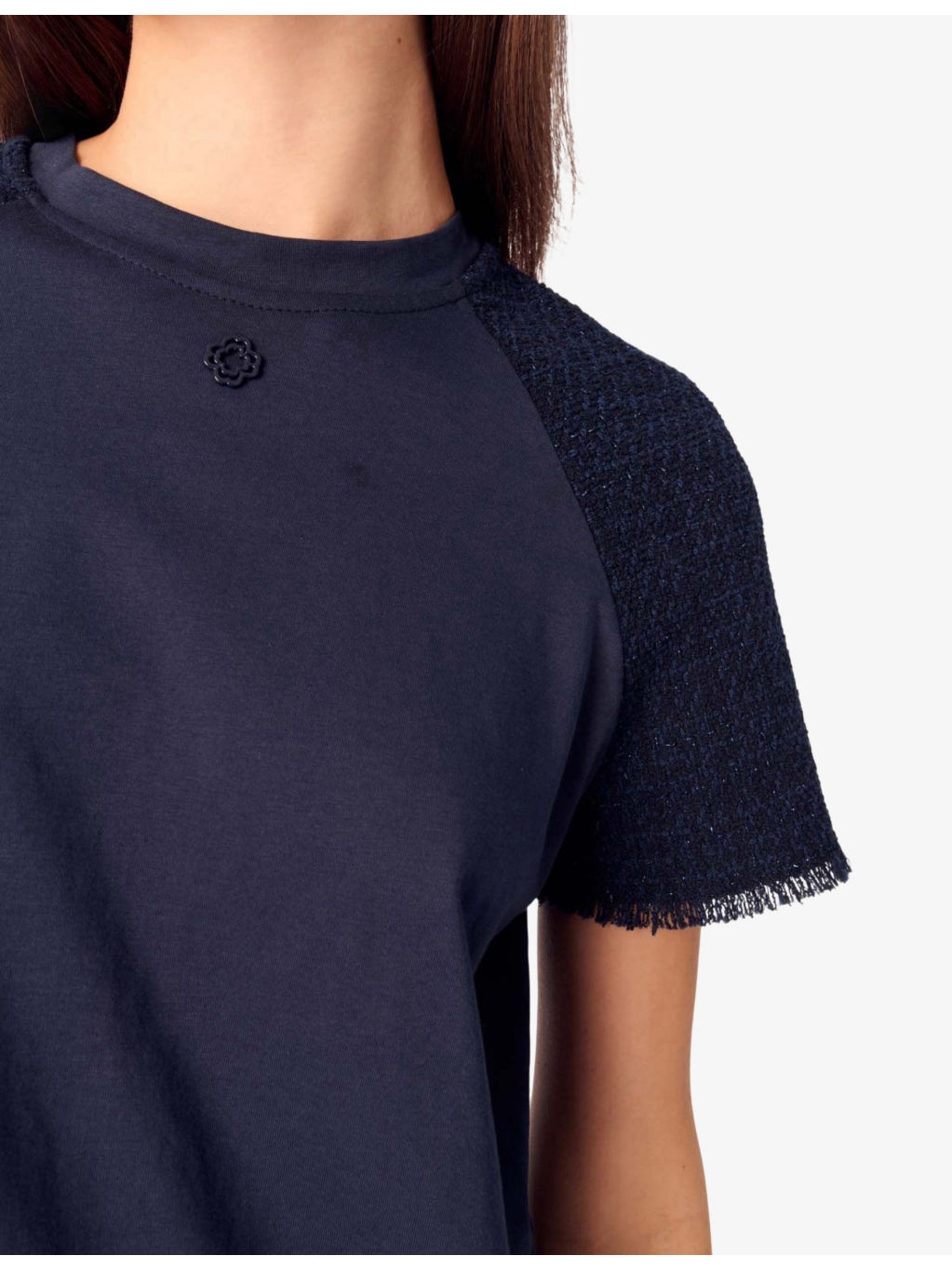 Branded Tweed-Sleeved Cotton-Jersey T-Shirt - 5