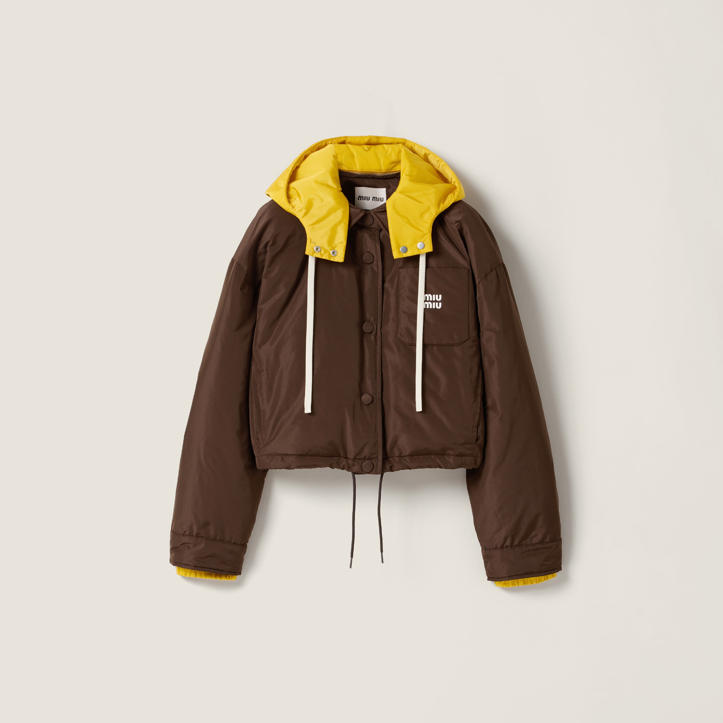 Technical pongé down hoodie jacket - 1