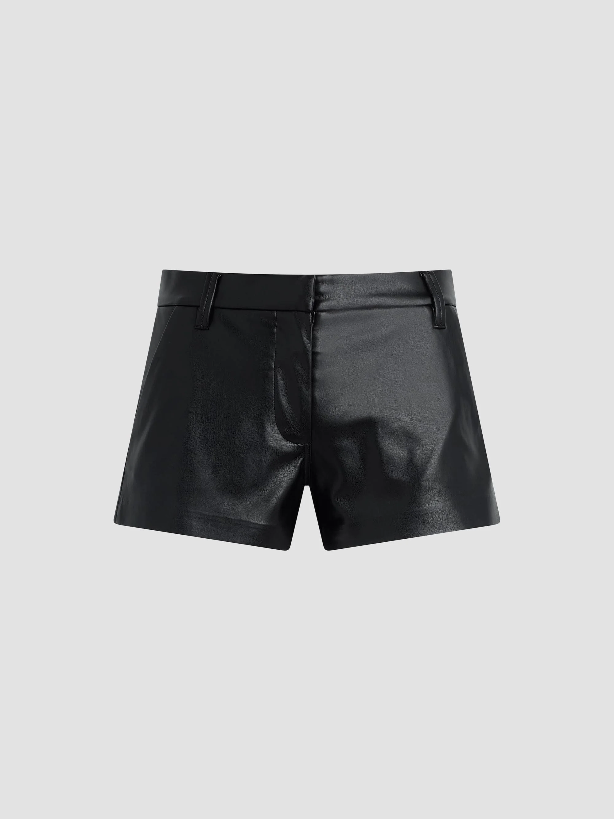 Women's Faux Leather Mini Shorts - Black - 1