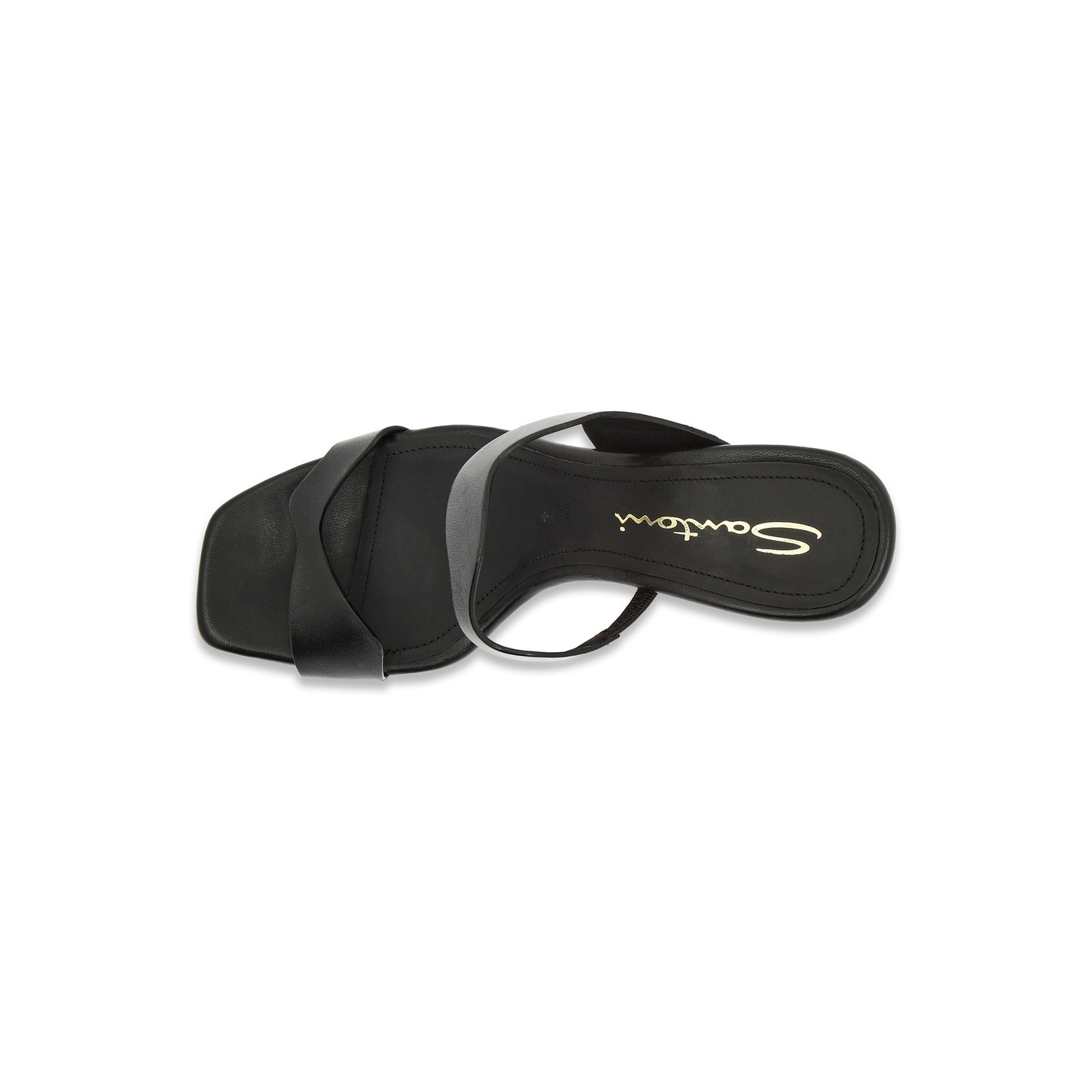 Women's black leather high-heel sandal - 4