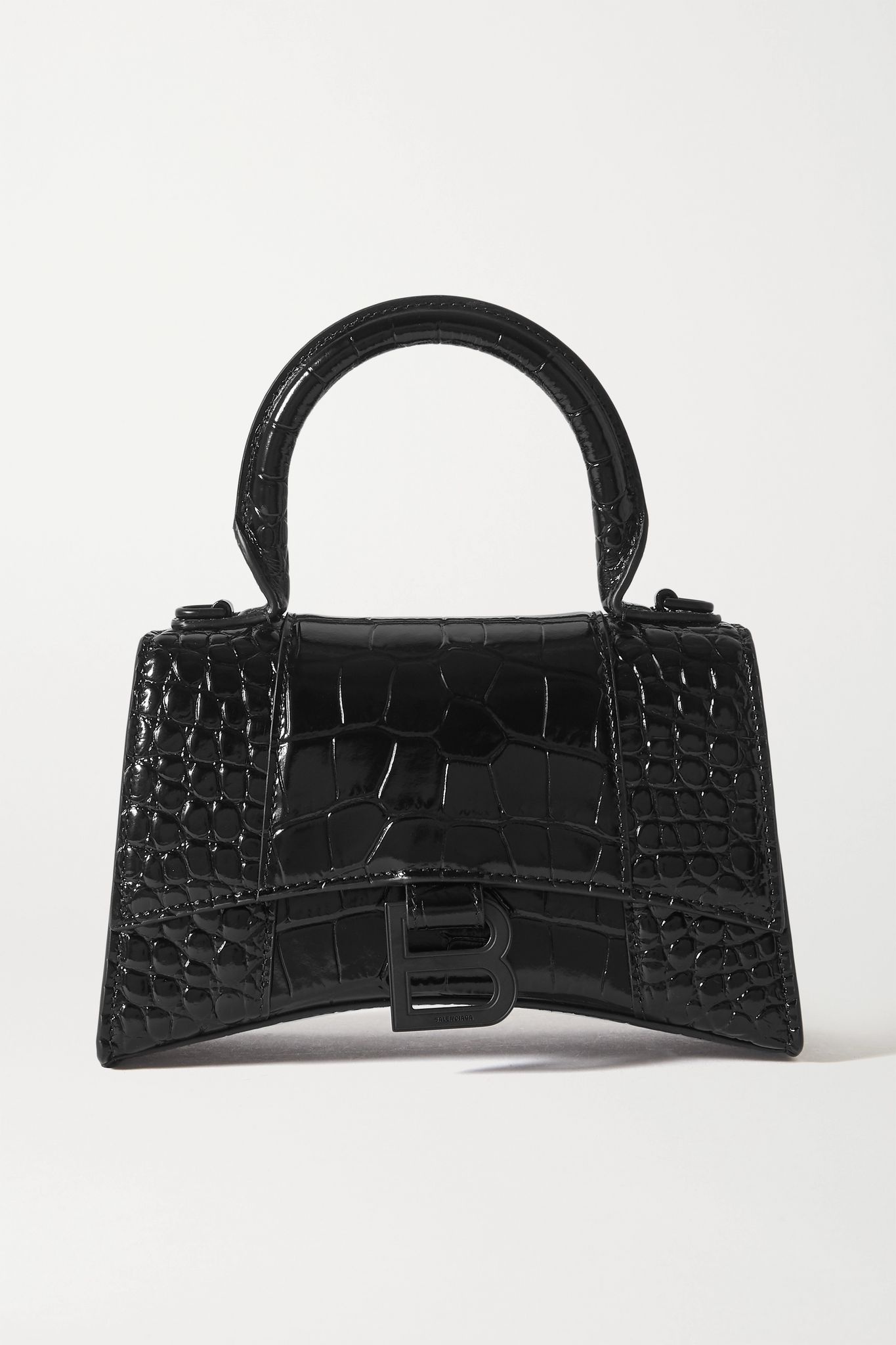 Hourglass mini croc-effect leather tote - 1