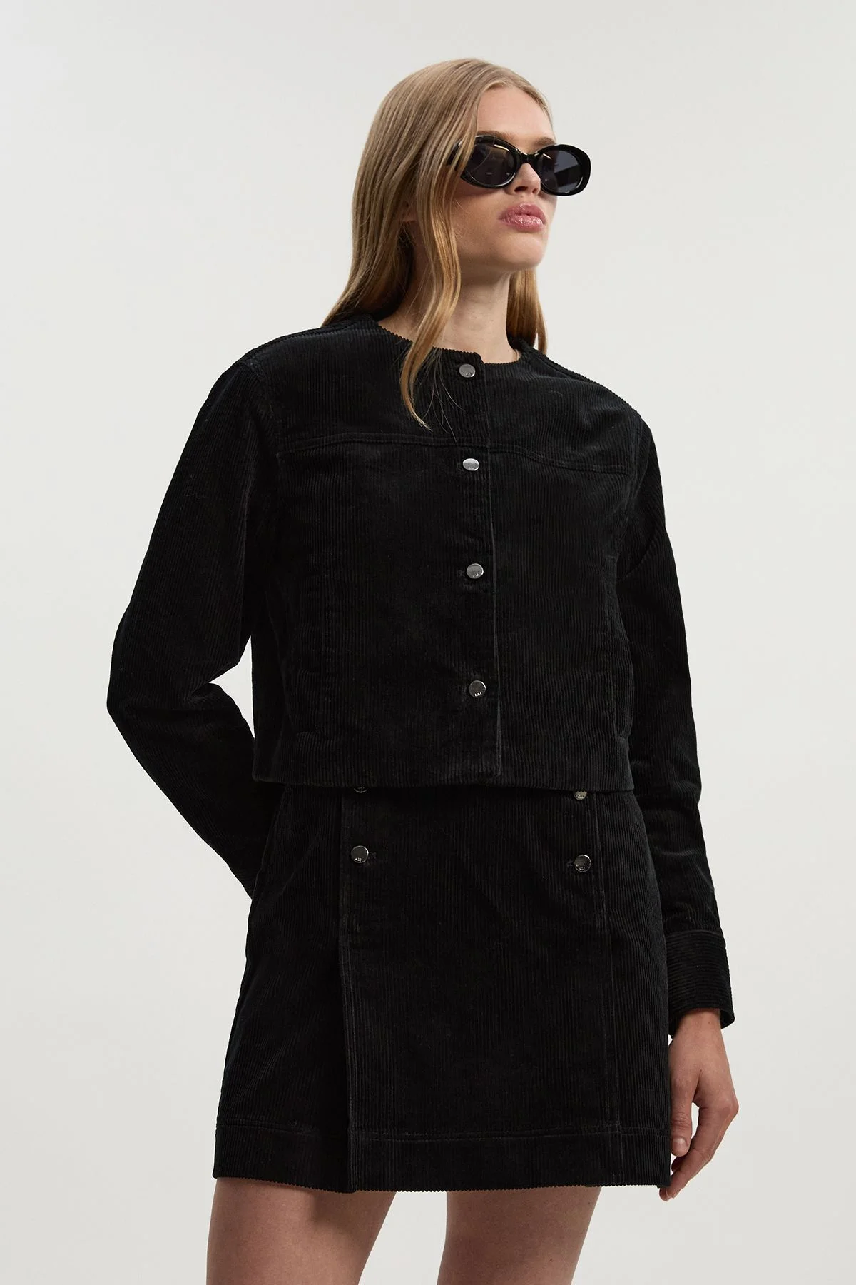 Cord Collarless Tailored Jacket - 1