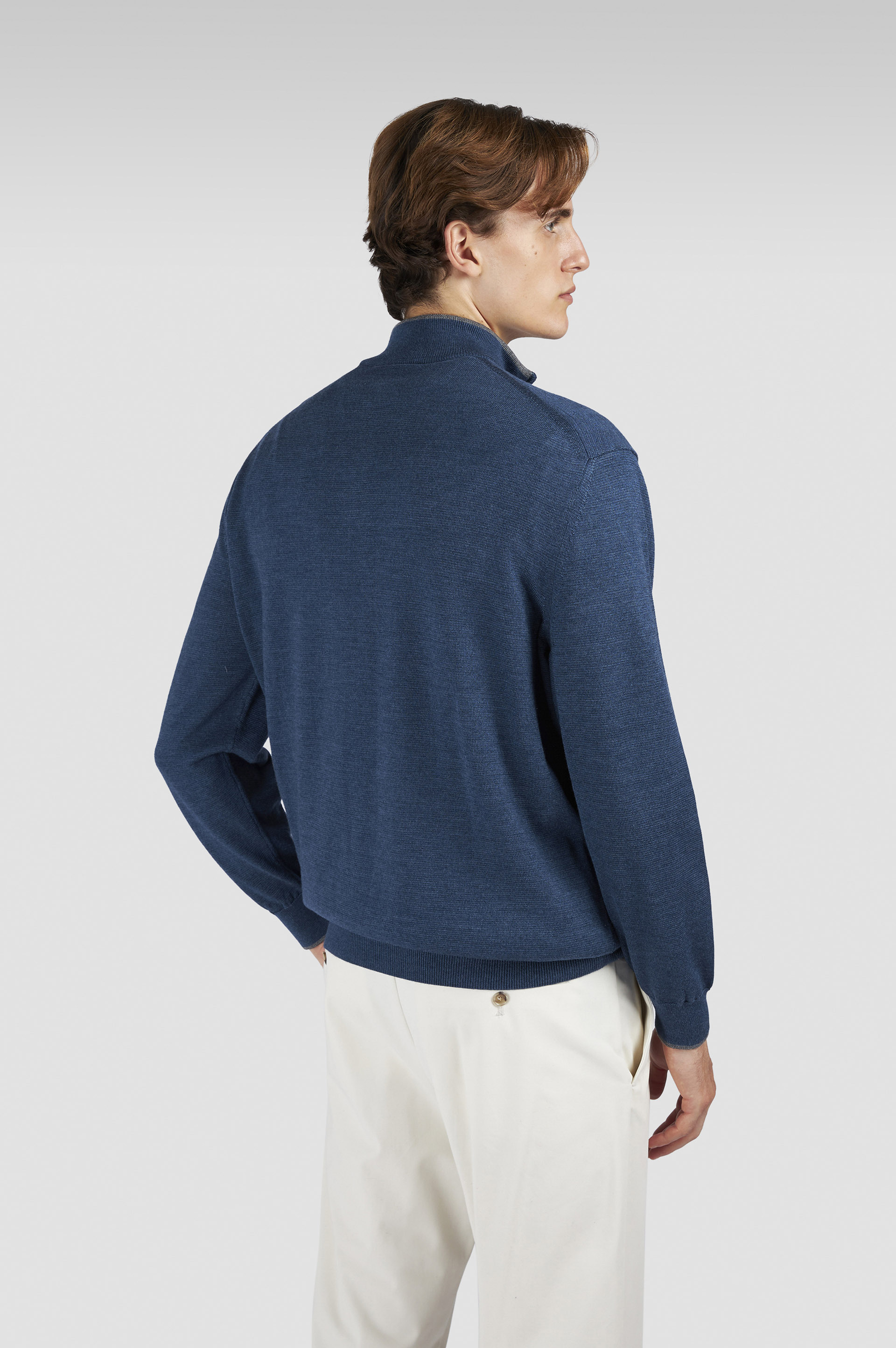 WOOL SILK HALF ZIP SWEATER - 3