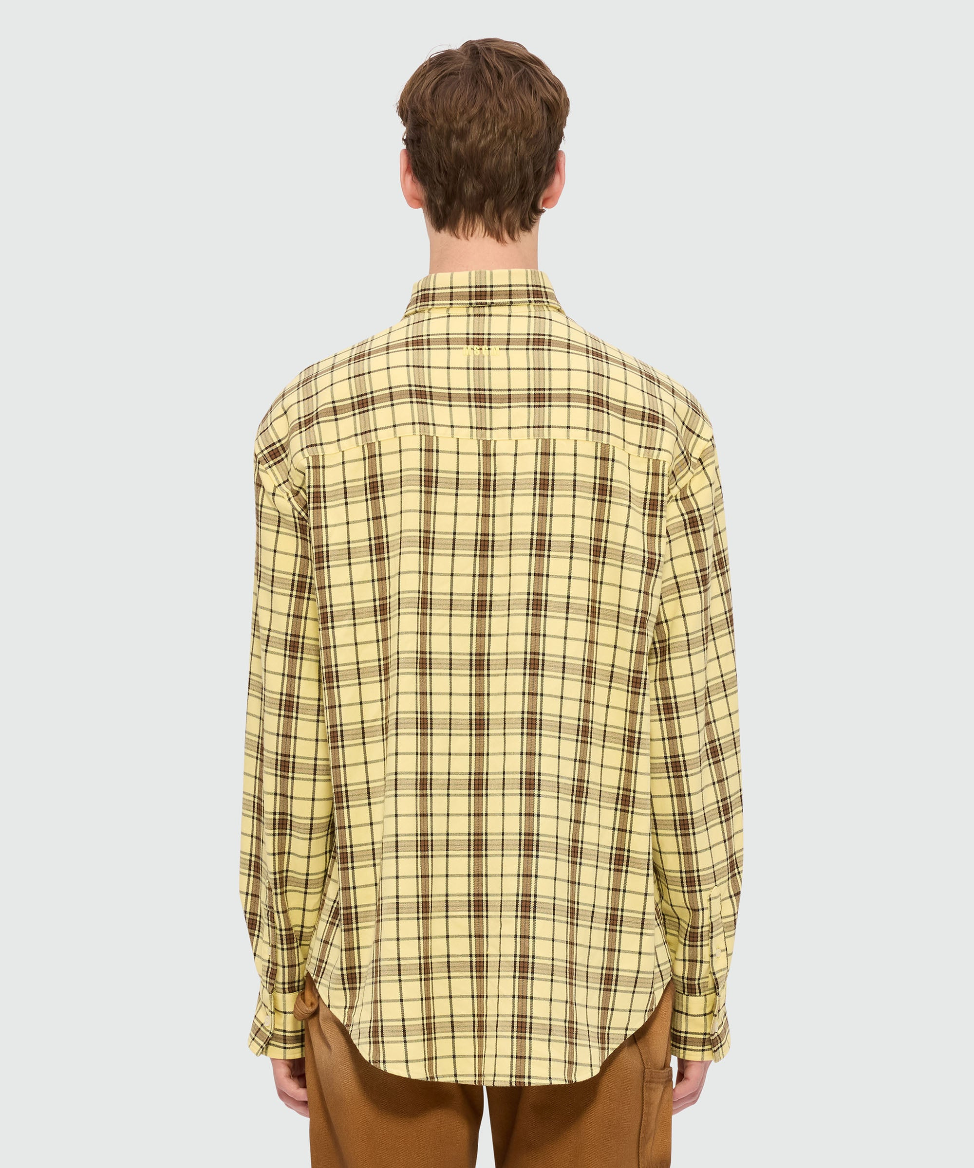 Yellow viscose shirt with check pattern - 3