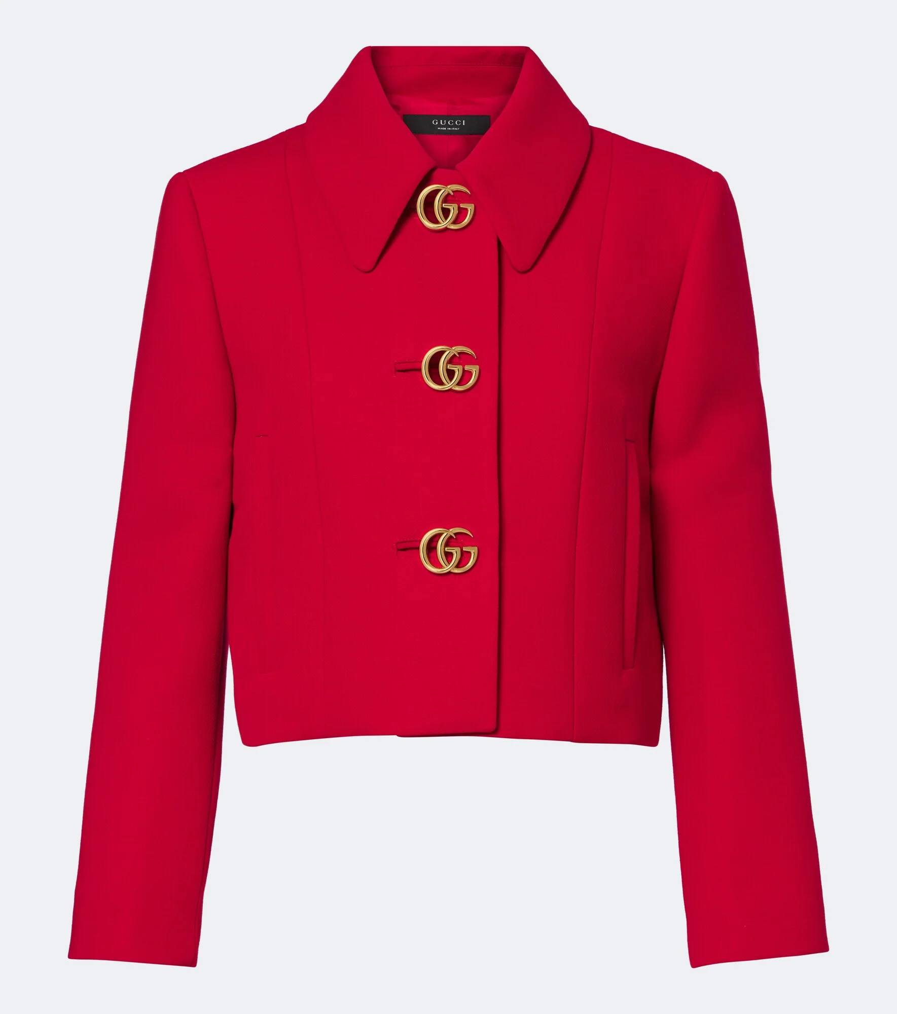 Double G cropped wool crêpe jacket - 1