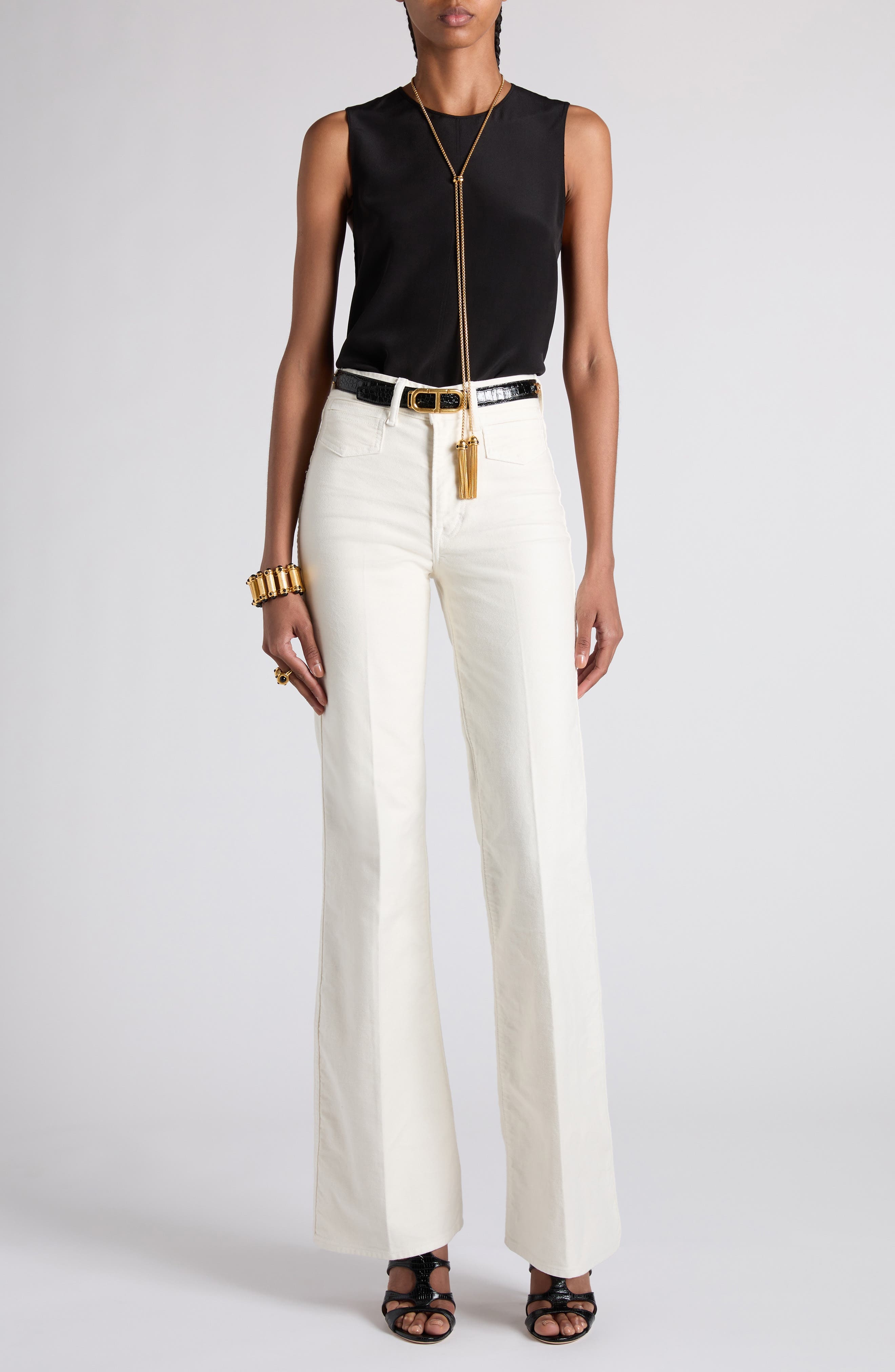 TOM FORD Silk Crêpe de Chine Sleeveless Top in Lb999 Black at Nordstrom - 2