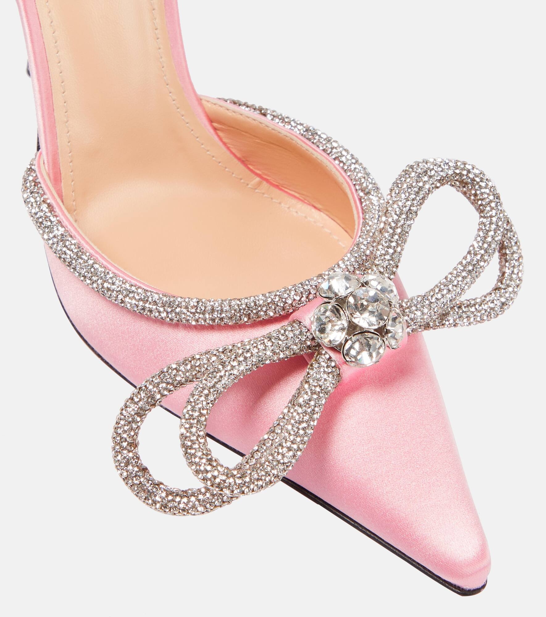 Double Bow 110 embellished satin pumps - 6