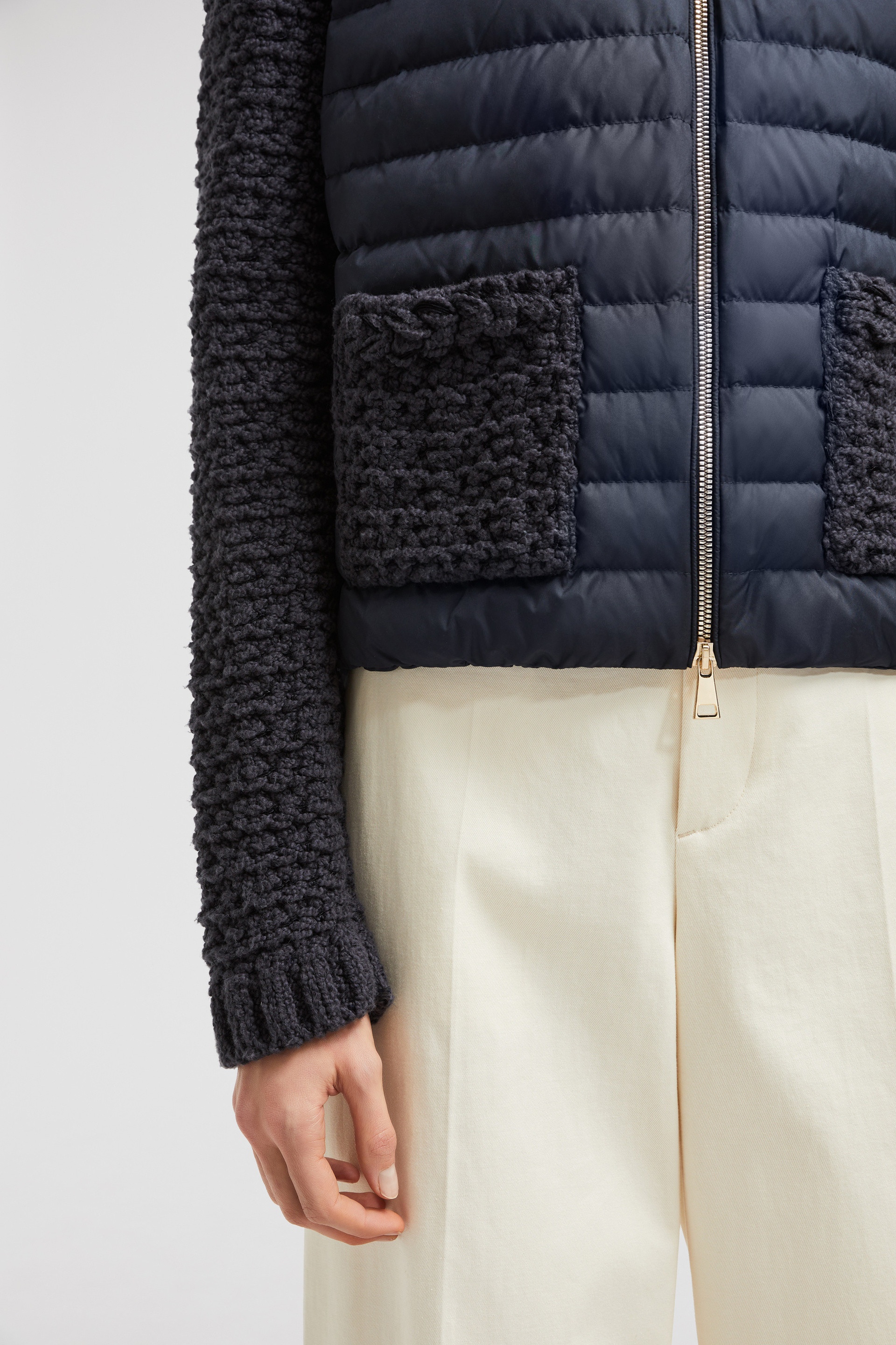 Padded Cotton Zip-Up Cardigan - 6