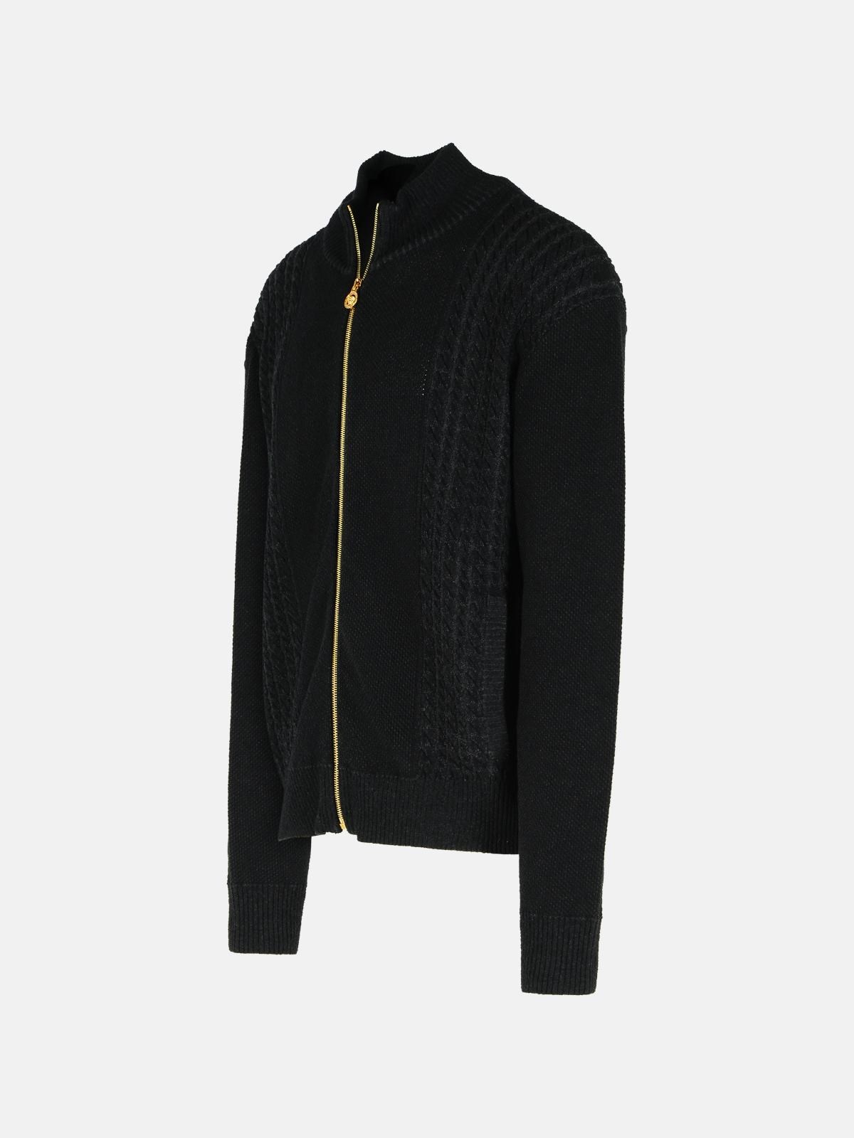 BLACK COTTON BLEND SWEATER - 2