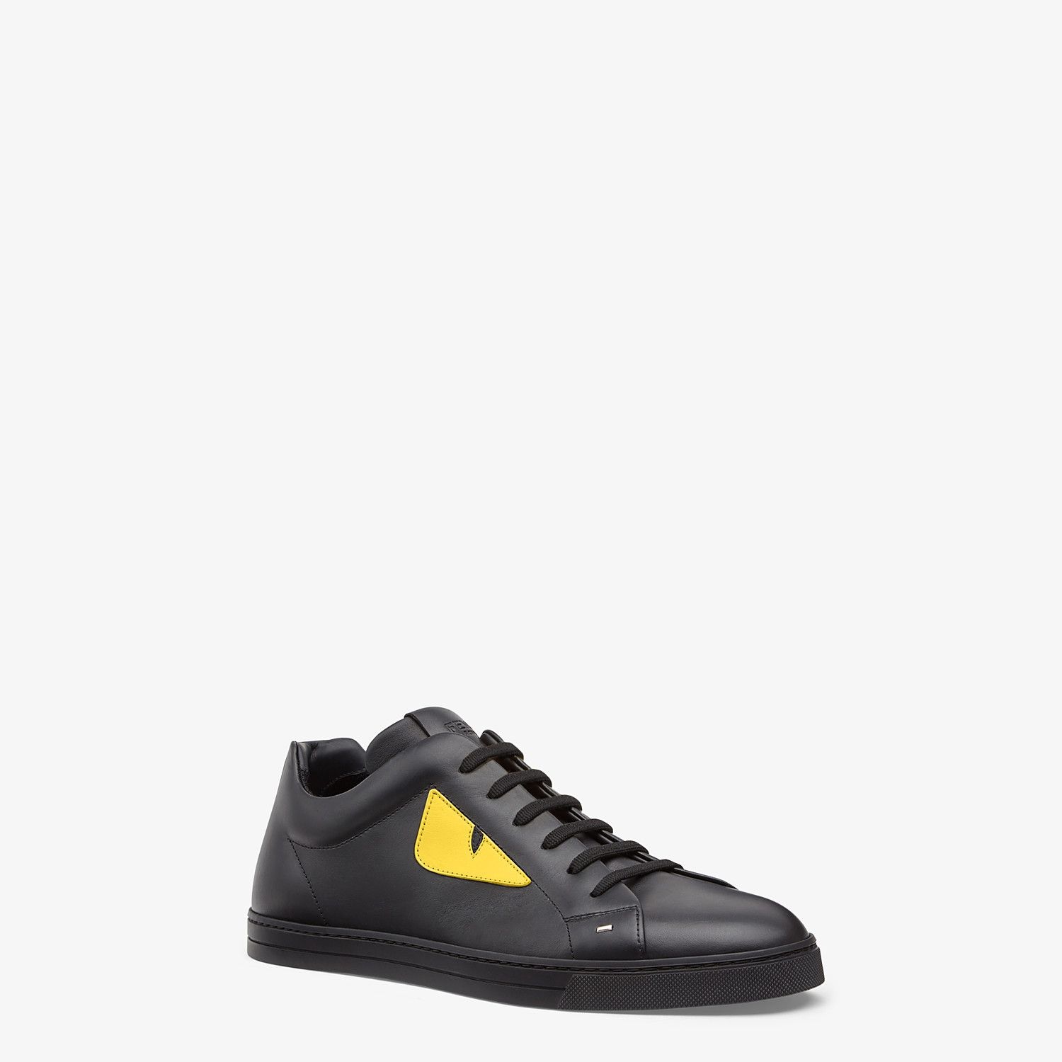 Black and yellow leather low-tops - 2