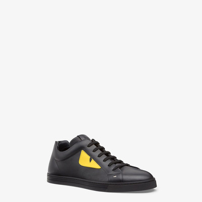 FENDI Black and yellow leather low-tops outlook