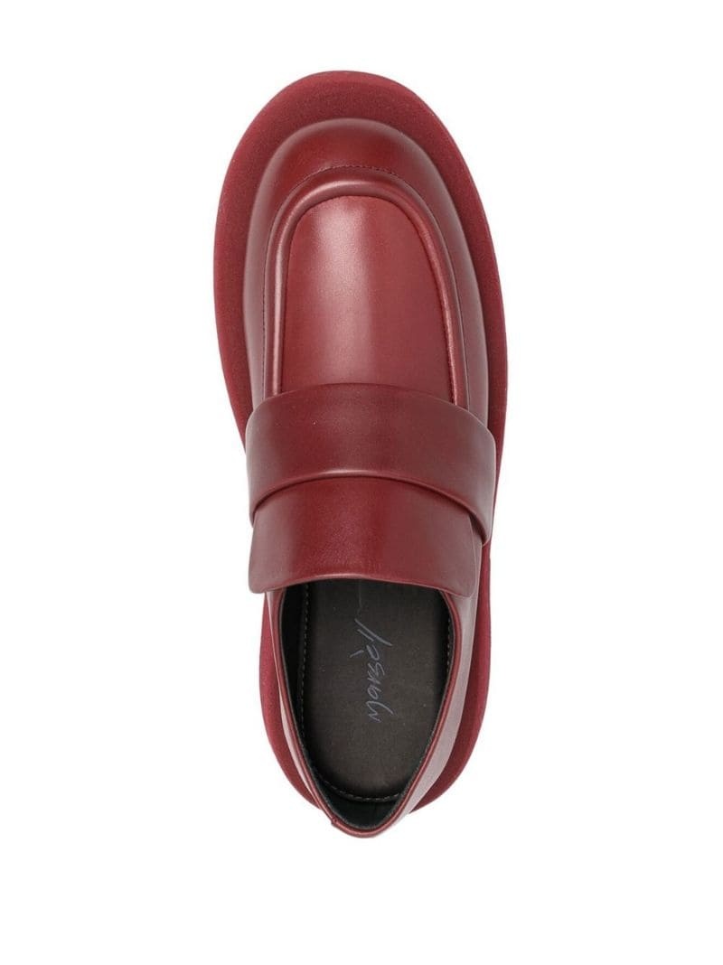 platform-sole leather loafers - 5