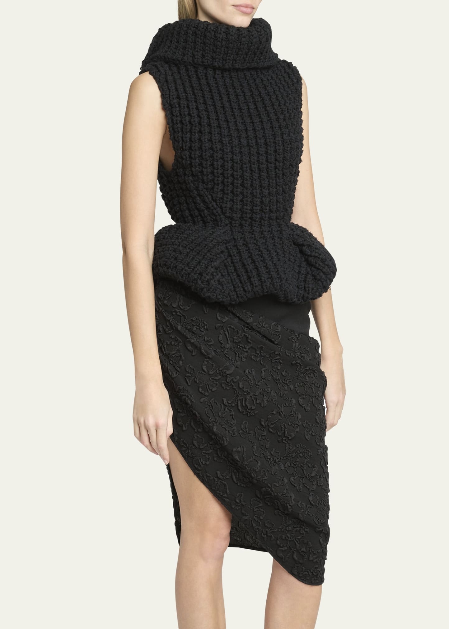 Structured Turtleneck Cable Wool Top - 4