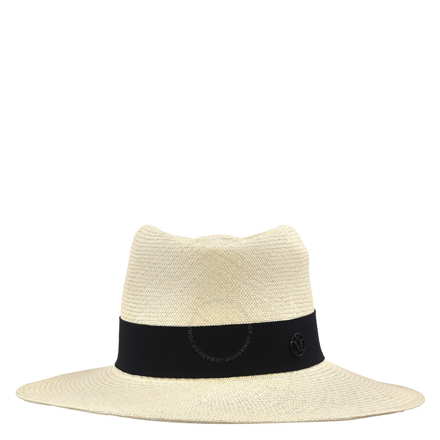 Maison Michel Ladies Navy Charles Panama Straw Fedora Hat - 1