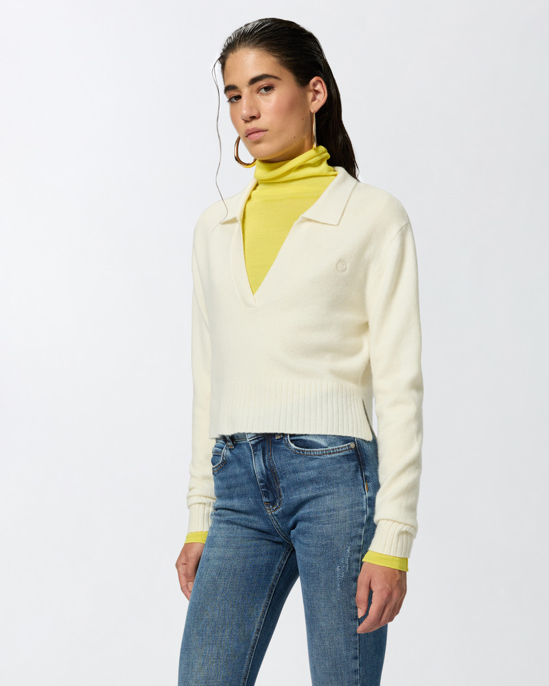 PINKO SHORT CASHMERE-BLEND SWEATER WITH COLLAR outlook