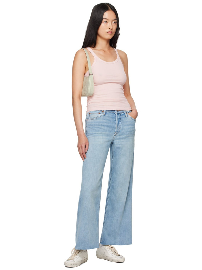 RE/DONE Blue Mid Rise Wide Leg Crop Jeans outlook
