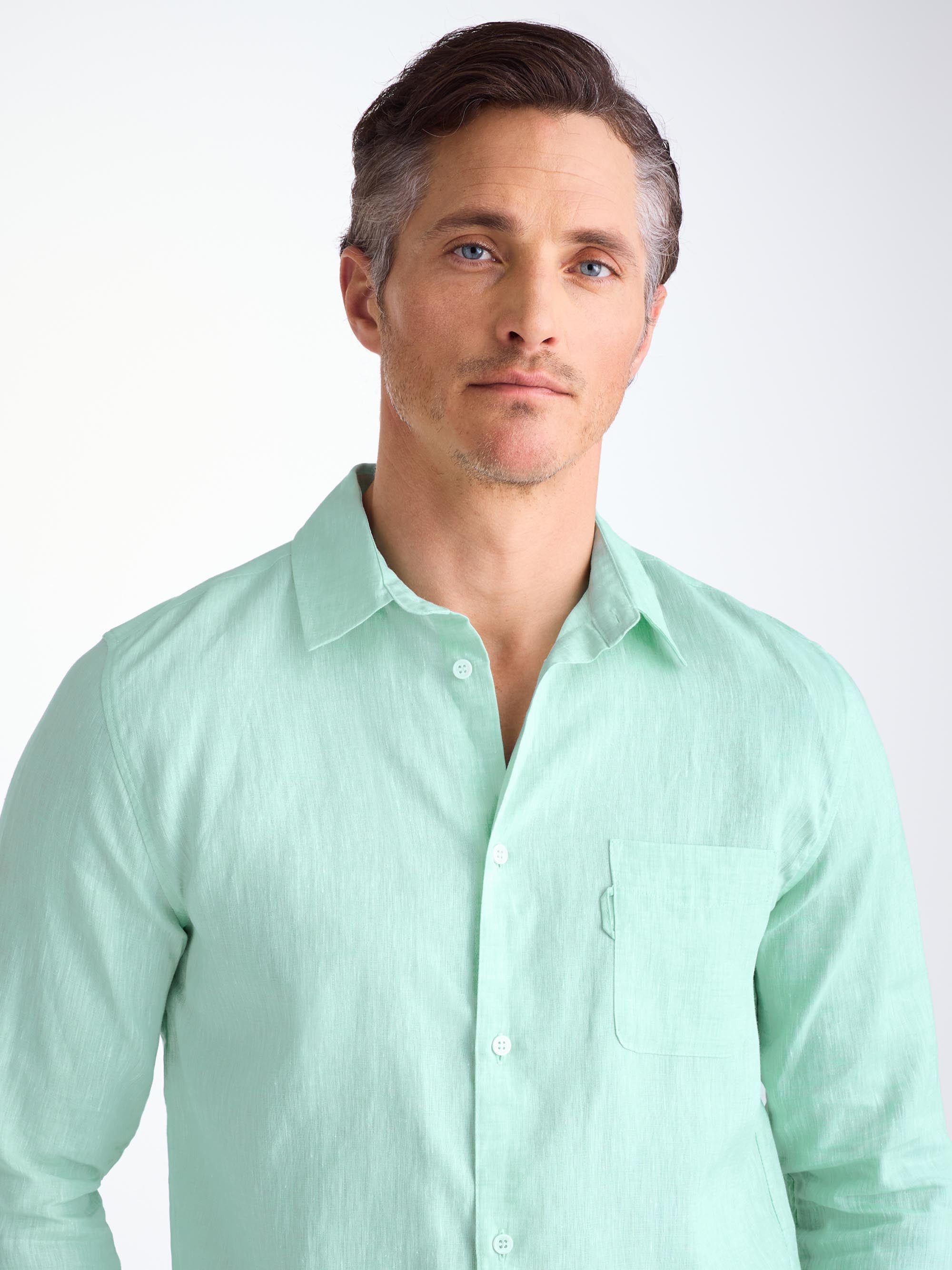 Men's Shirt Monaco Linen Mint Green - 5