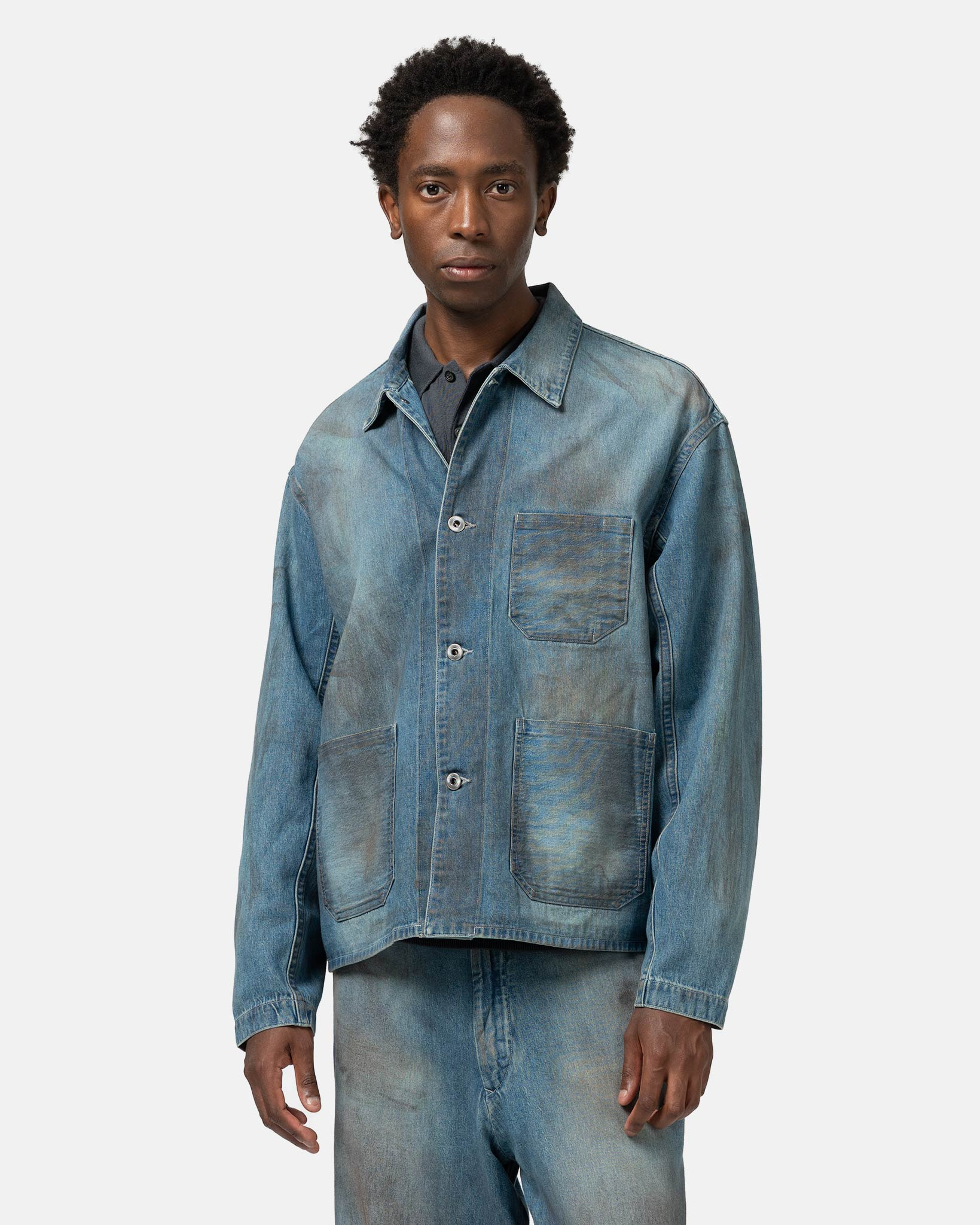 Vintage Denim Coverall Jacket Indigo - 4