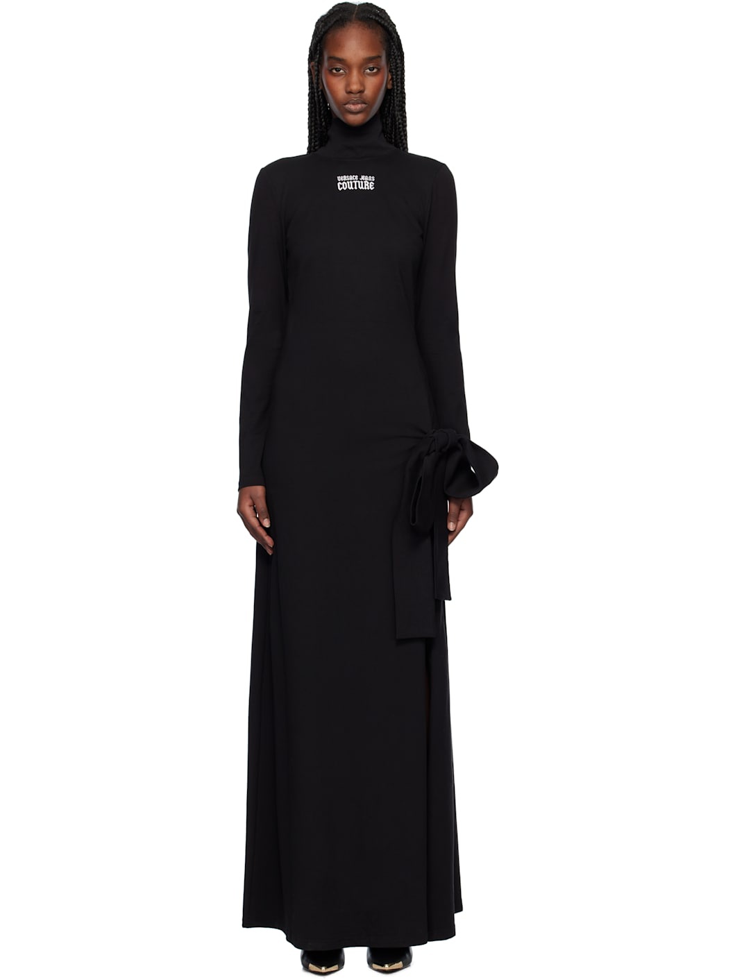 Black Gothic Logo Maxi Dress - 1