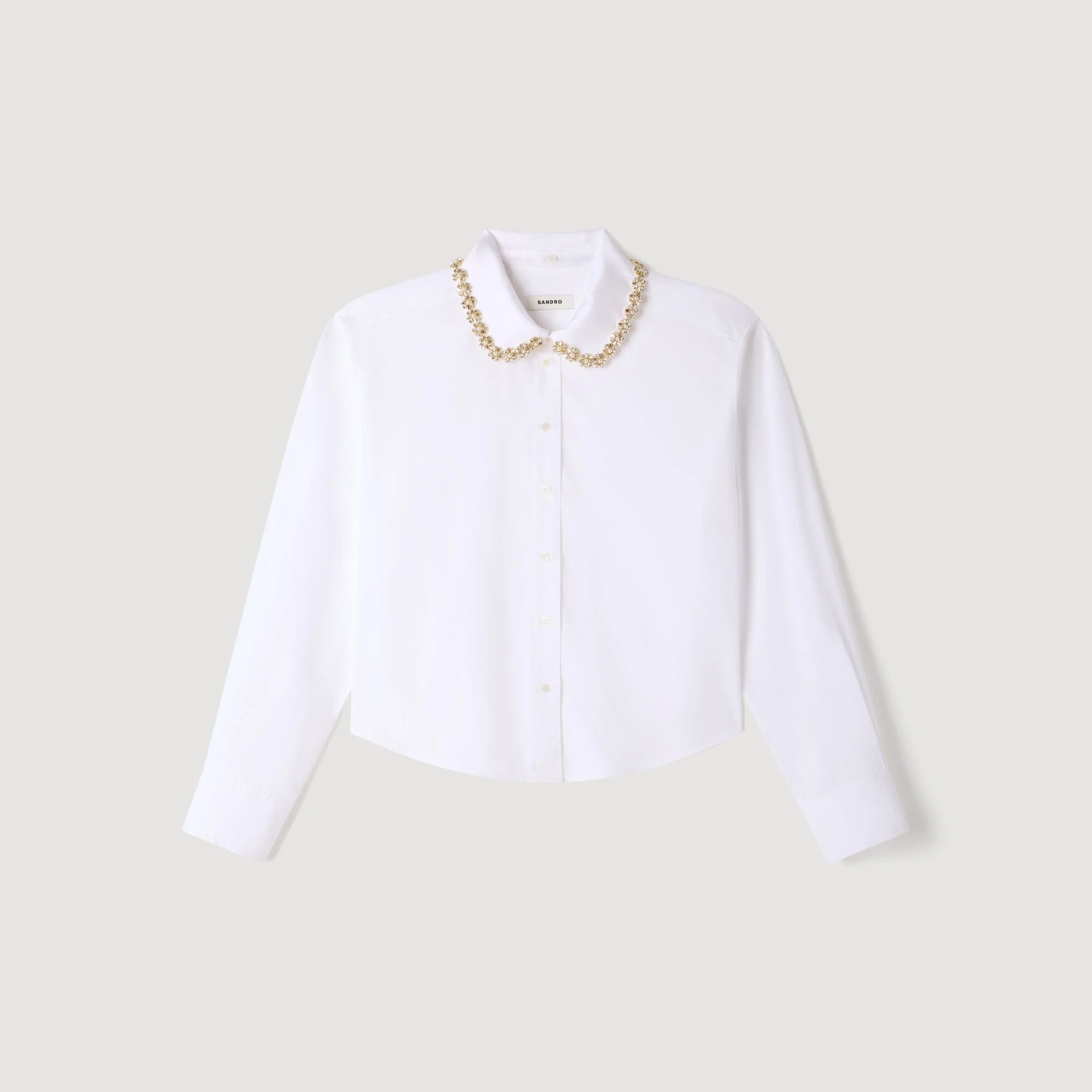 CROPPED JEWEL COLLAR SHIRT - 1