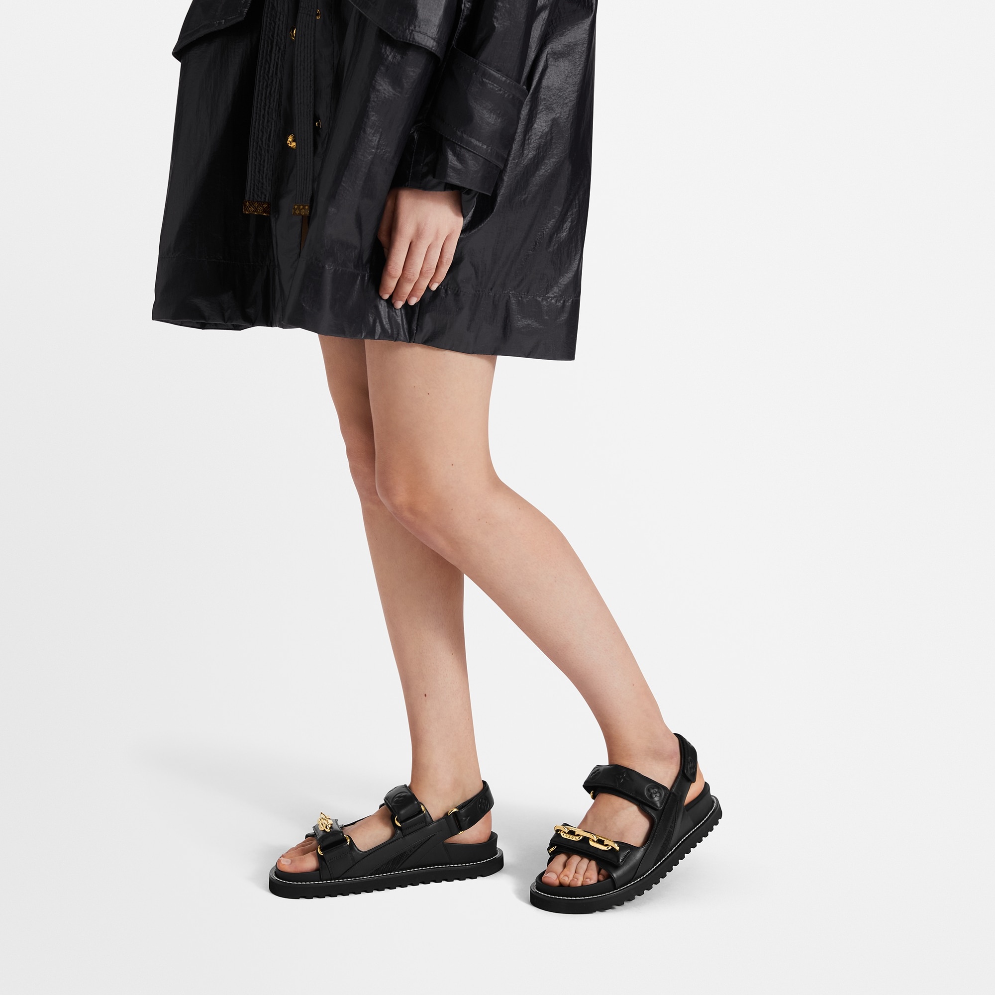 Louis Vuitton Women's Paseo Flat Comfort Sandal Monogram Embossed Lambskin
