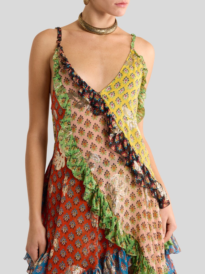 Etro SILK MINI DRESS WITH RUFFLES AND TIE-INSPIRED MOTIF outlook