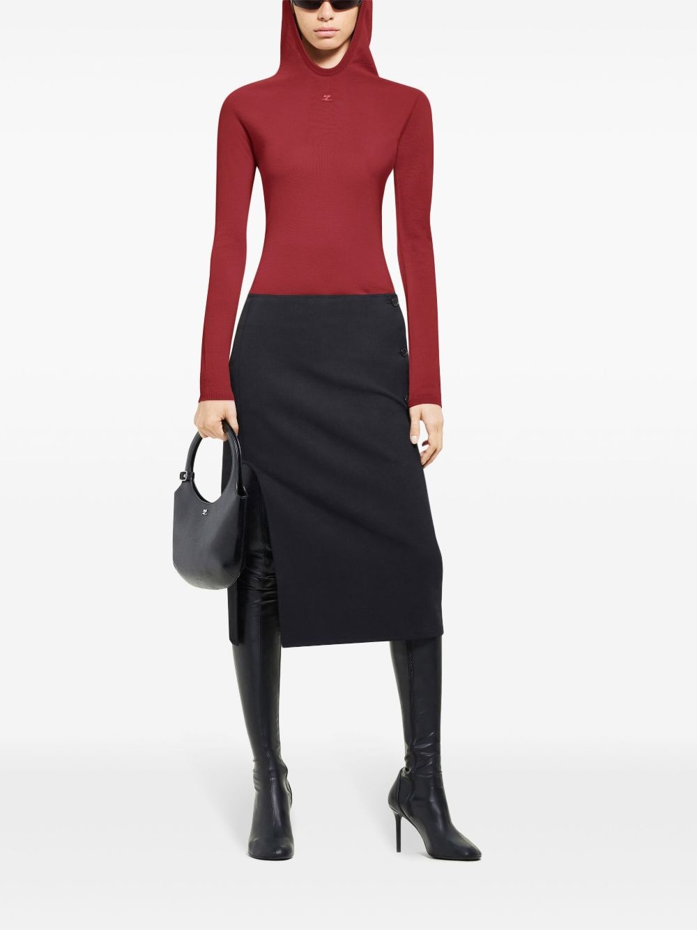hooded knitted top - 2