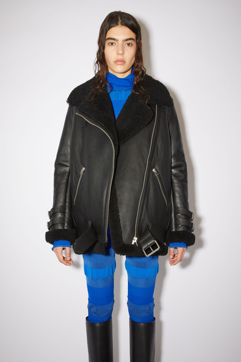 Leather shearling jacket - Black / Black 5