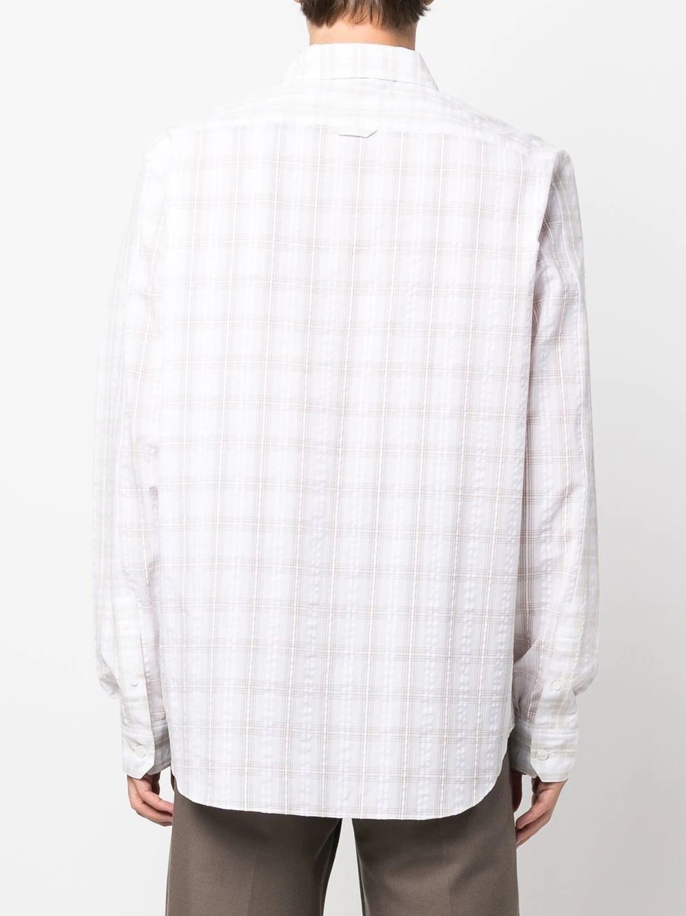 plaid-check print logo shirt - 4