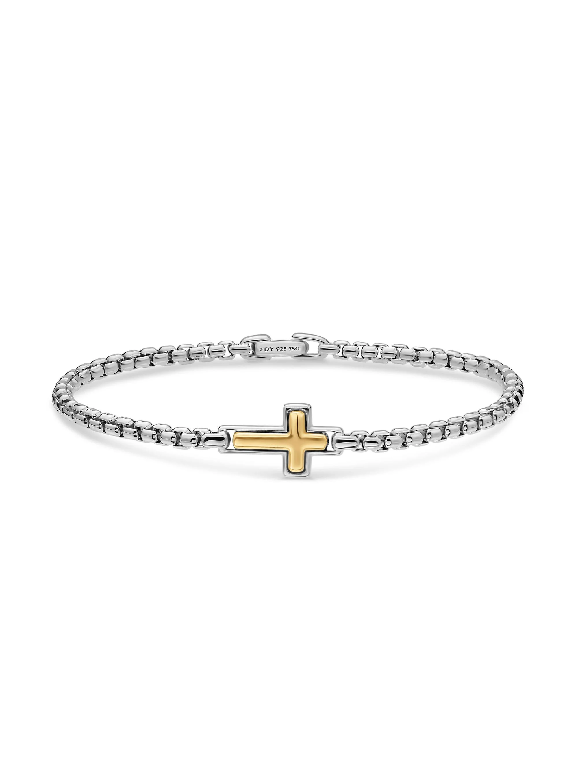 Men's Cross Station Bracelet in Sterling Silver - Silver - 1