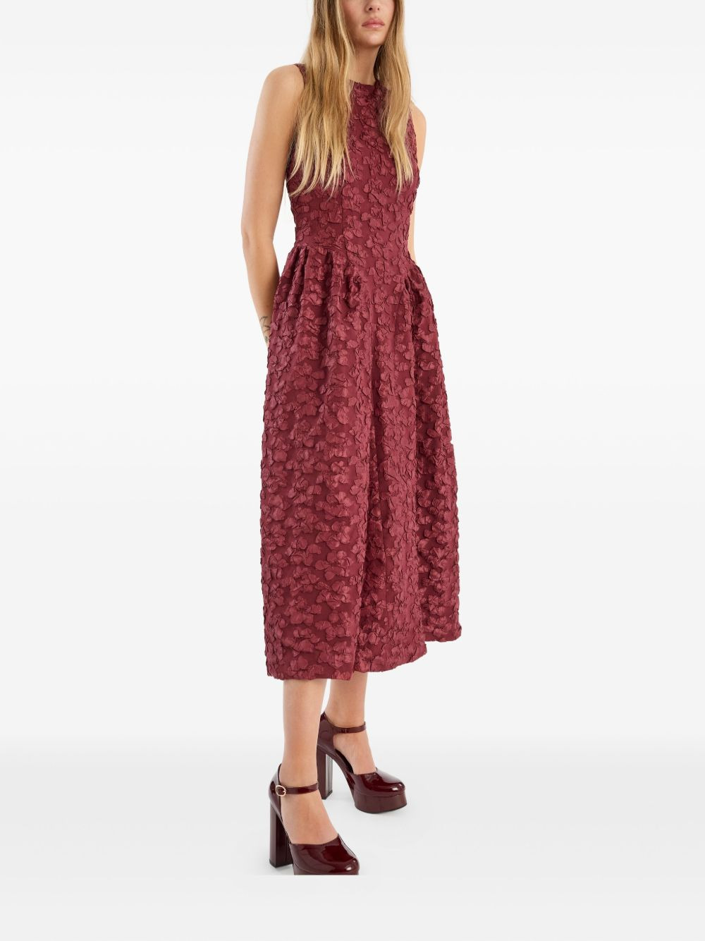 flower-embellishment midi dress - 3