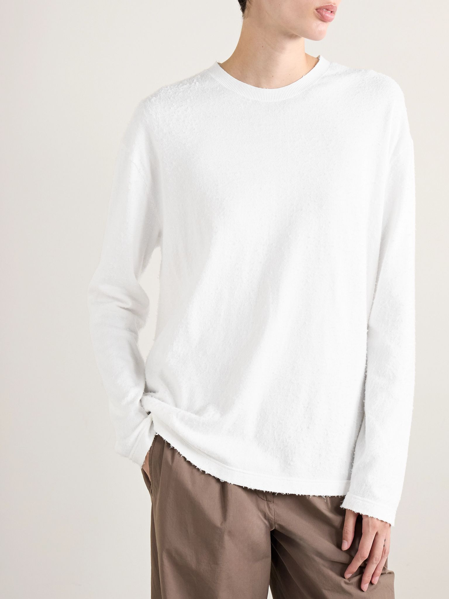 Kabira oversized brushed cotton-jersey T-shirt White - 3