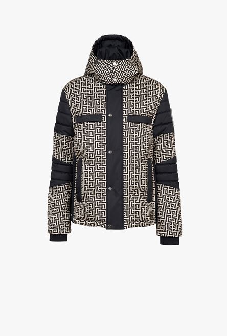 Balmain x Rossignol - Ivory and black nylon quilted coat with Balmain monogram - 1